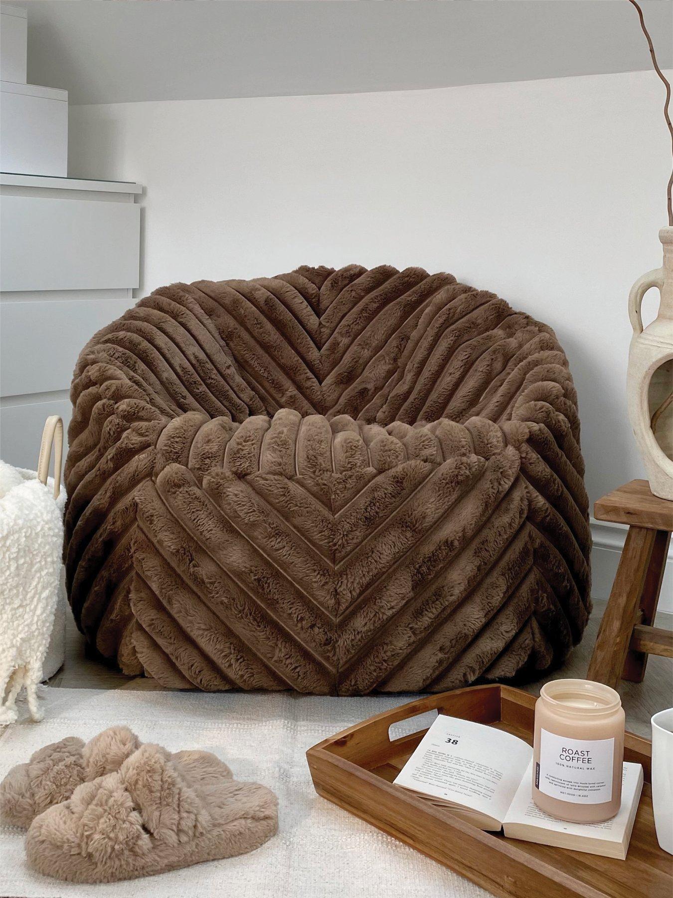 rucomfy Ribbed Faux Fur Beanbag Chair