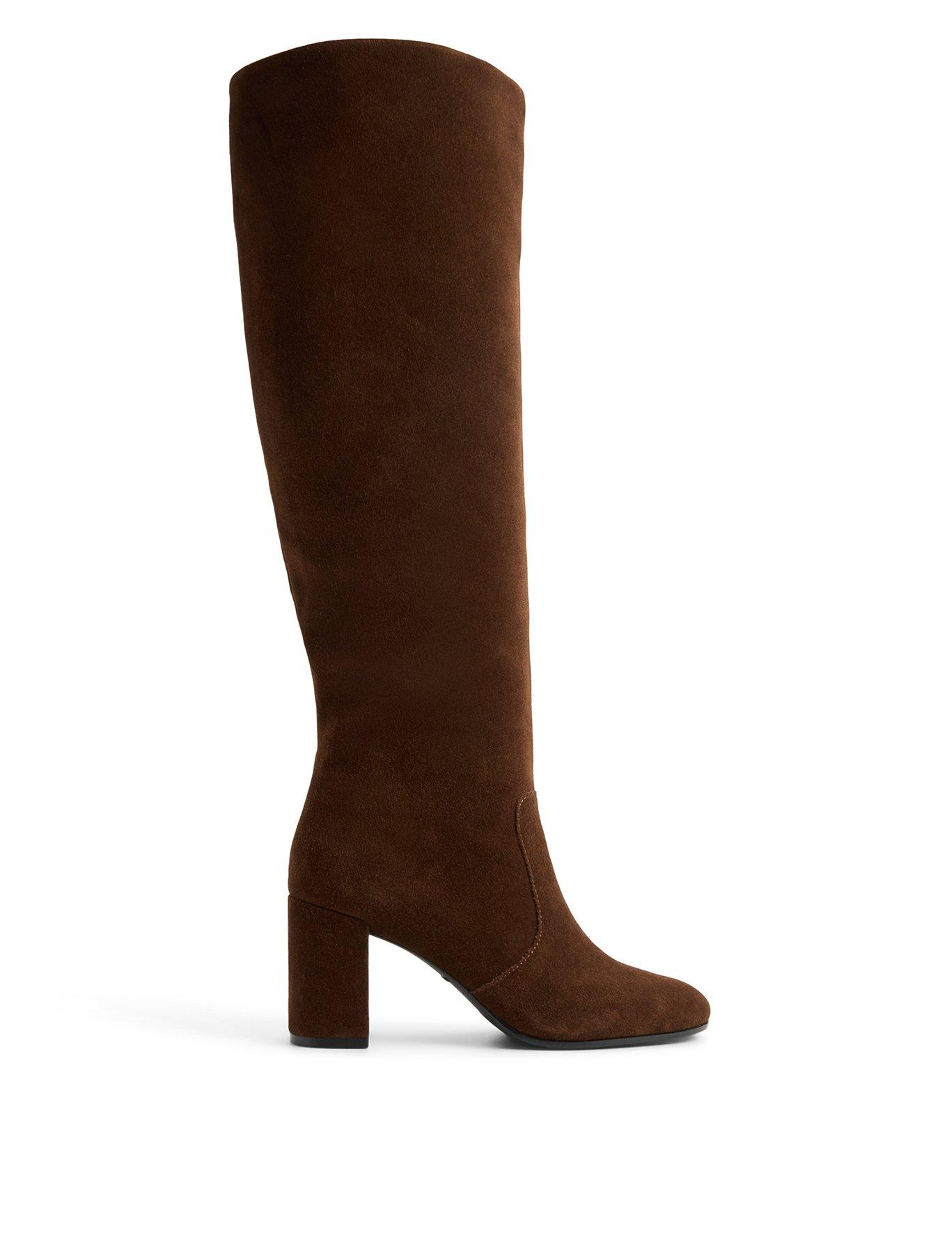 Aldo Seline Suede Knee High Block Heel Boot - Brown