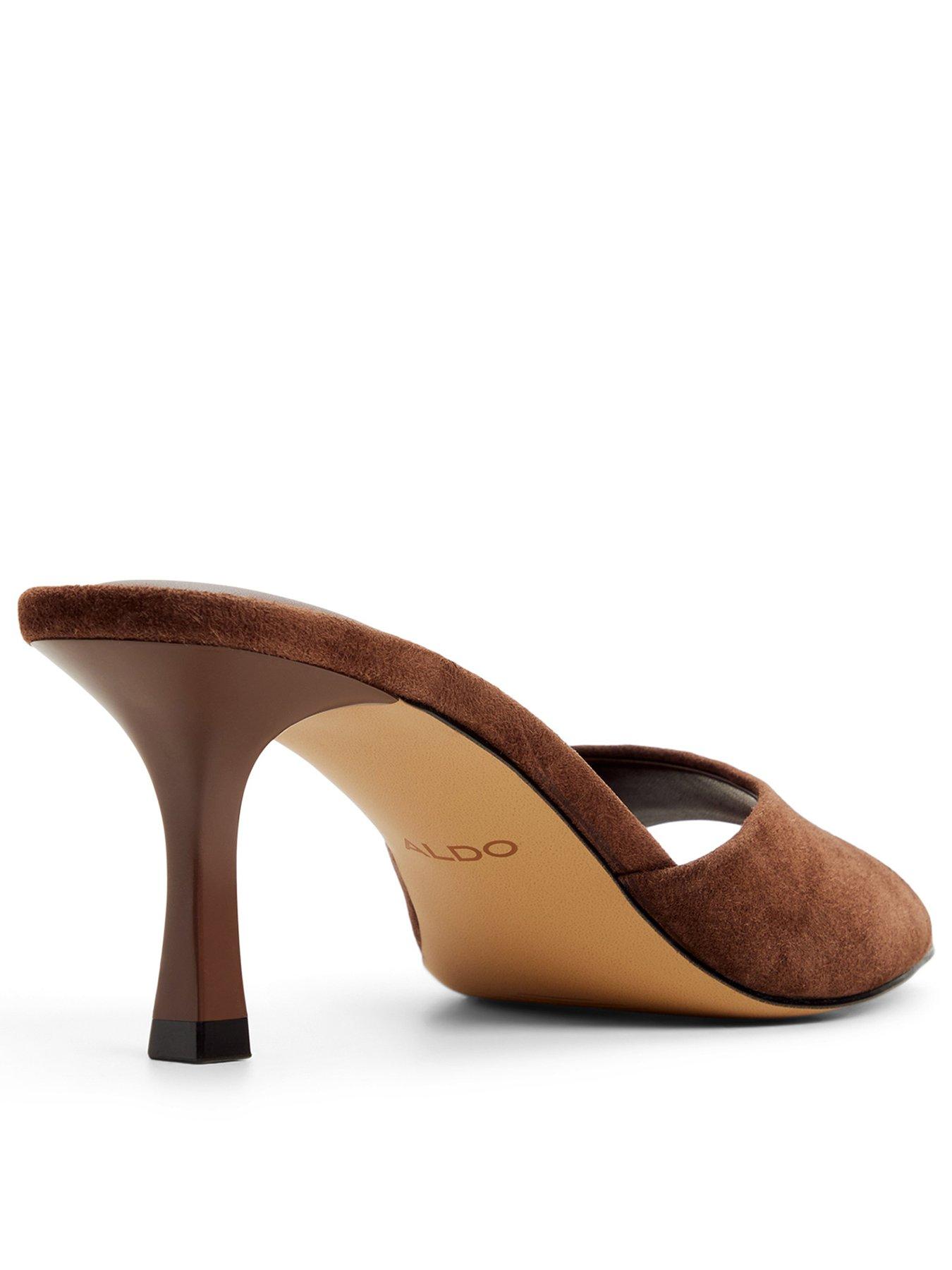 Image 3 of 6 of Aldo Womens Pillow Walk Suede Flared Heel Mules - Brown