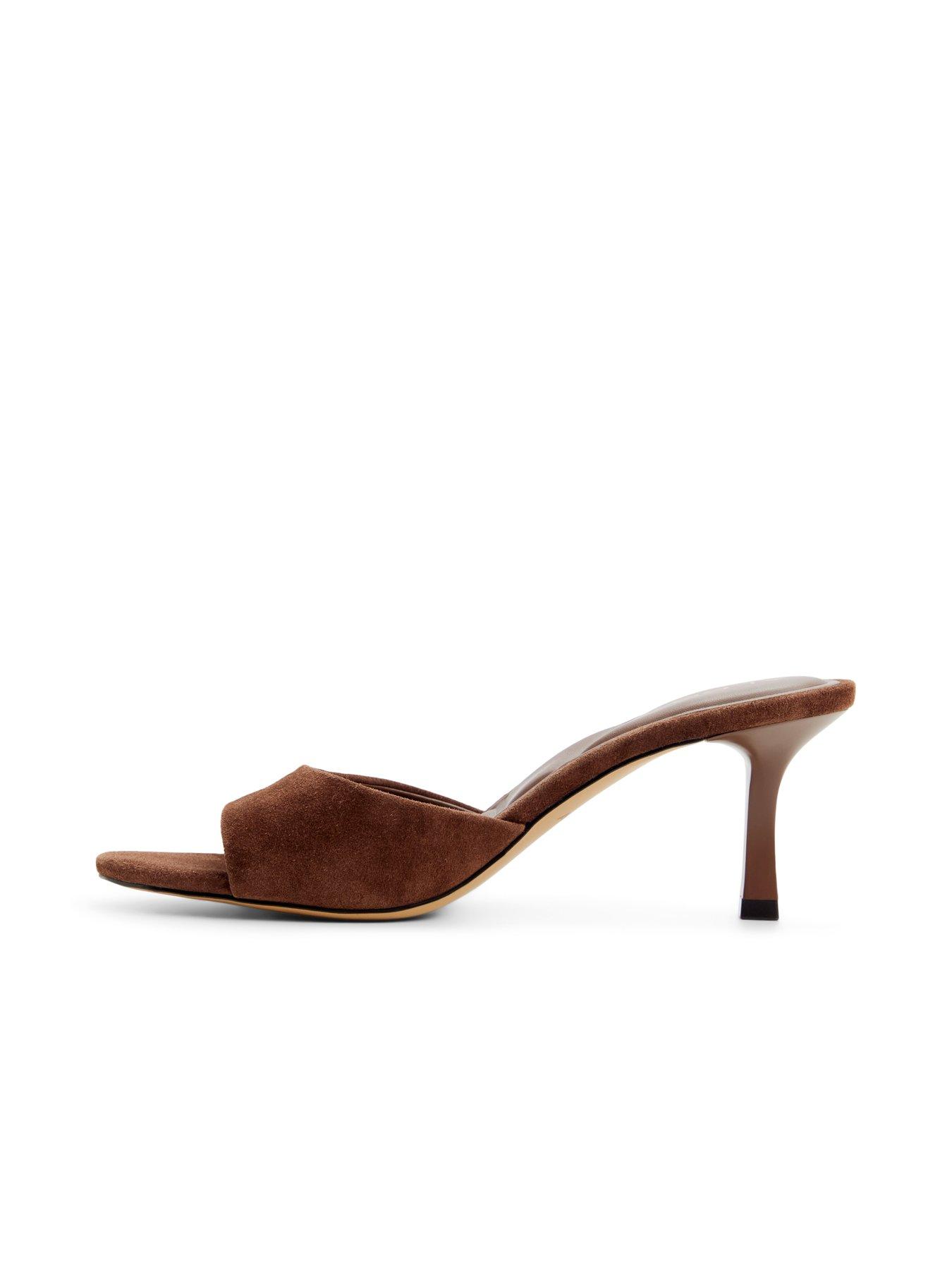 Image 5 of 6 of Aldo Womens Pillow Walk Suede Flared Heel Mules - Brown