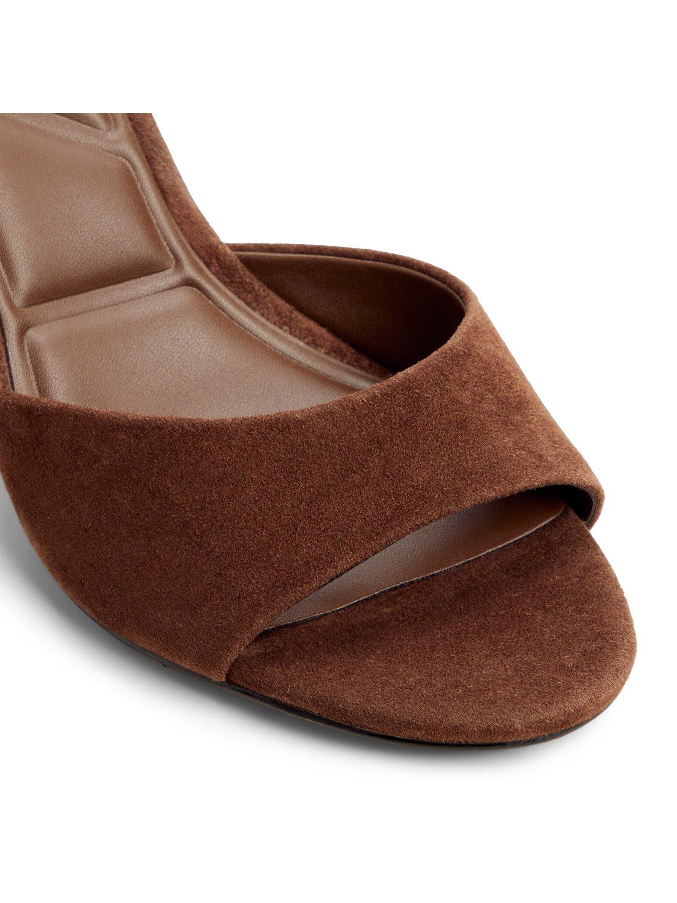 Image 6 of 6 of Aldo Womens Pillow Walk Suede Flared Heel Mules - Brown