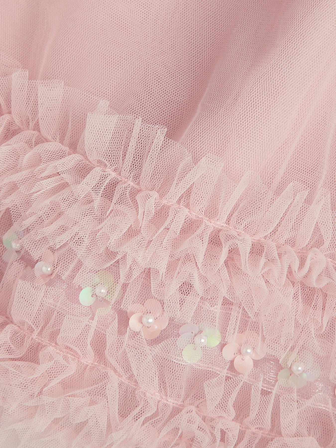 Image 4 of 4 of Monsoon Girls Carolyn Ruffle Embroidered Co-ord Skirt - Pink