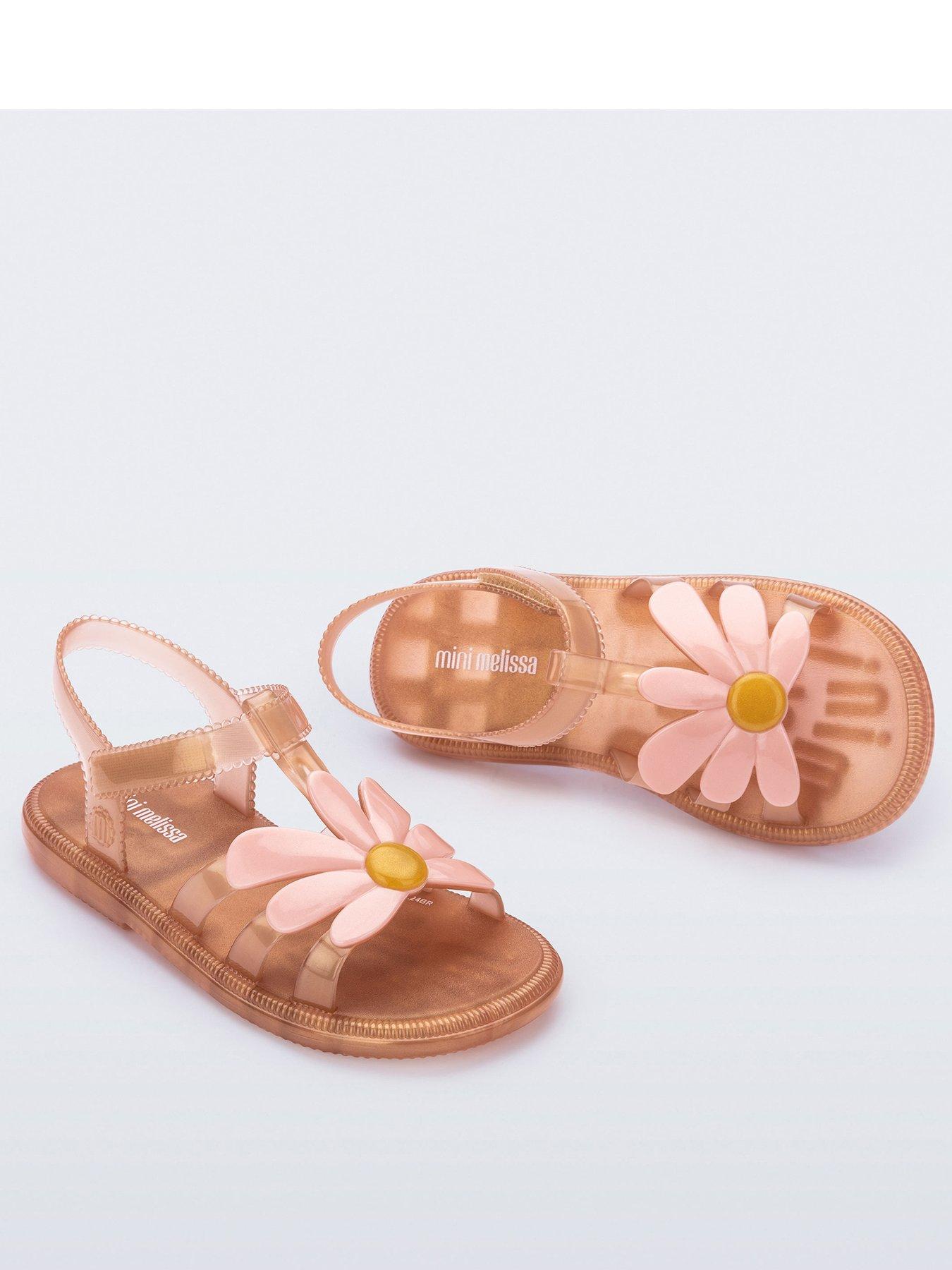 Mini Melissa Older Girls' Floral Appliqué Jelly Sandals - Orange