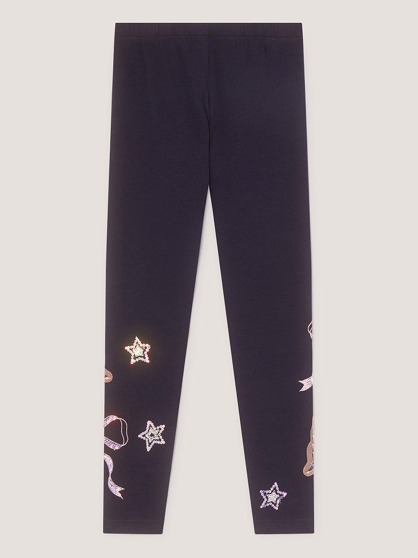 Image 3 of 4 of Monsoon Girls Le Merais Sequin Leggings - Navy