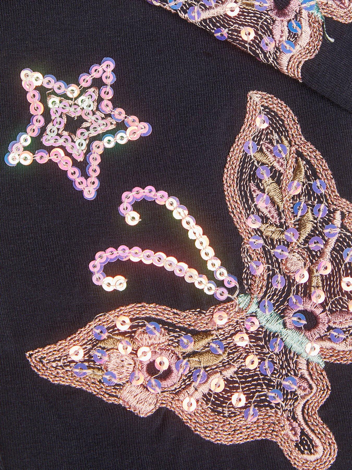 Image 4 of 4 of Monsoon Girls Le Merais Sequin Leggings - Navy