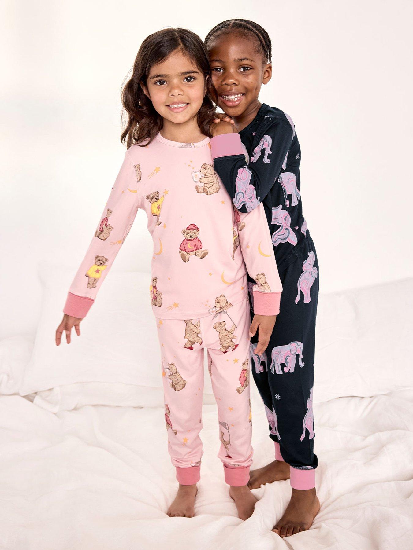 CHELSEA PEERS Unisex Kids 2 Pack Elephant Dreamscape/Celestial Bear Print Long Pyjama Set - Multi