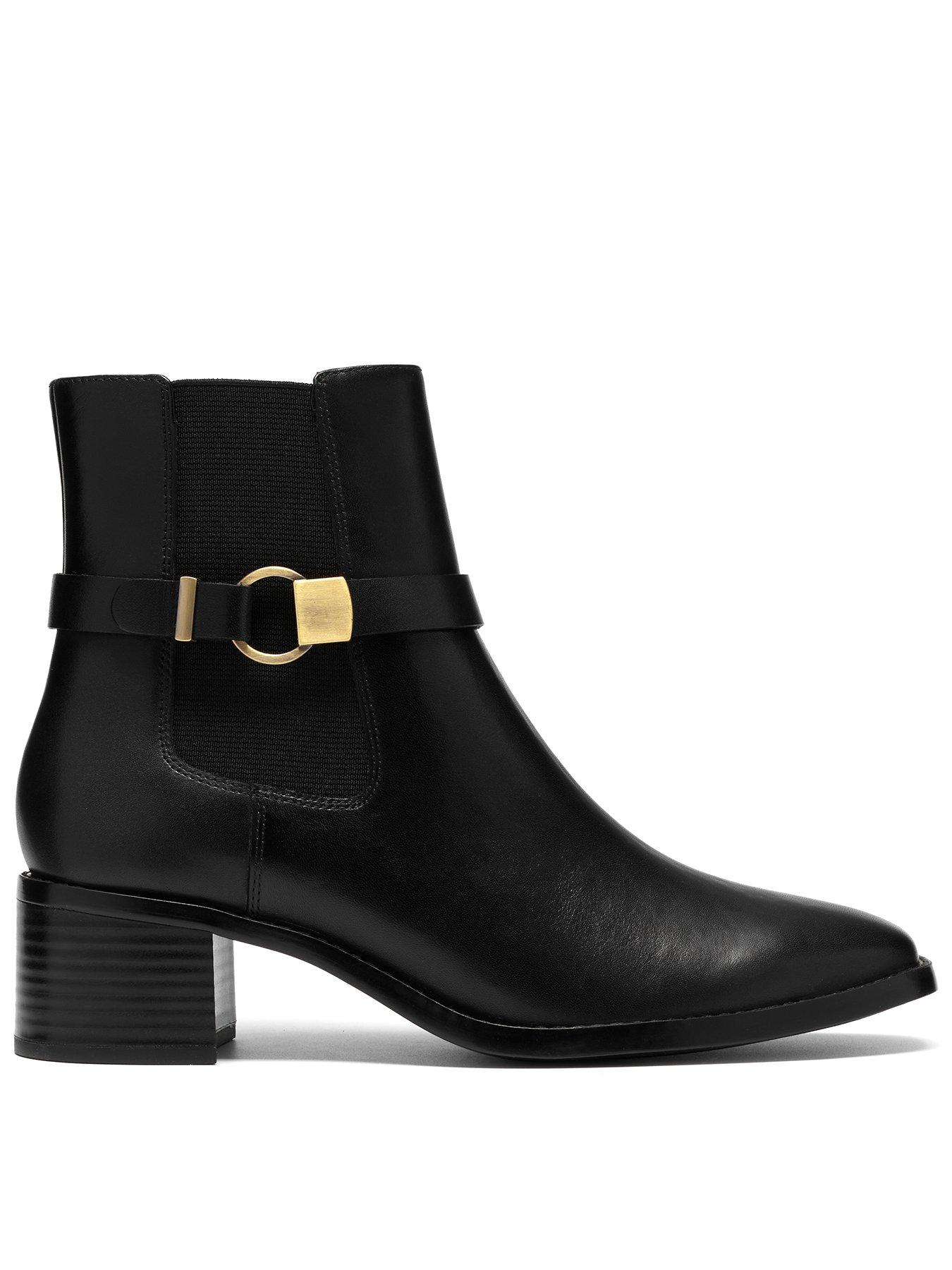 Clarks Wrenn Buckle Leather Boots - Black