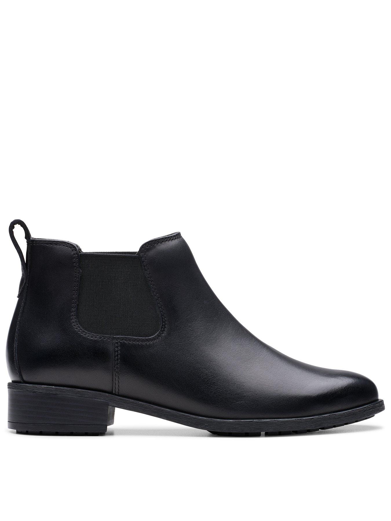 Image 1 of 7 of Clarks Womens Wide Fit Havisham Top Ankle Boots - Black