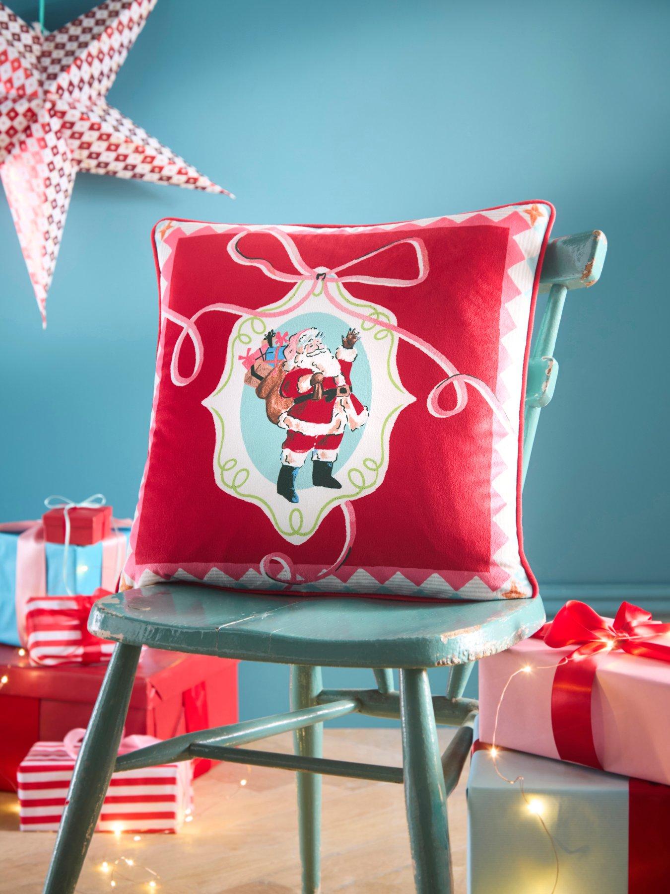 Fusion Christmas Vintage Frames Filled Cushion In Red