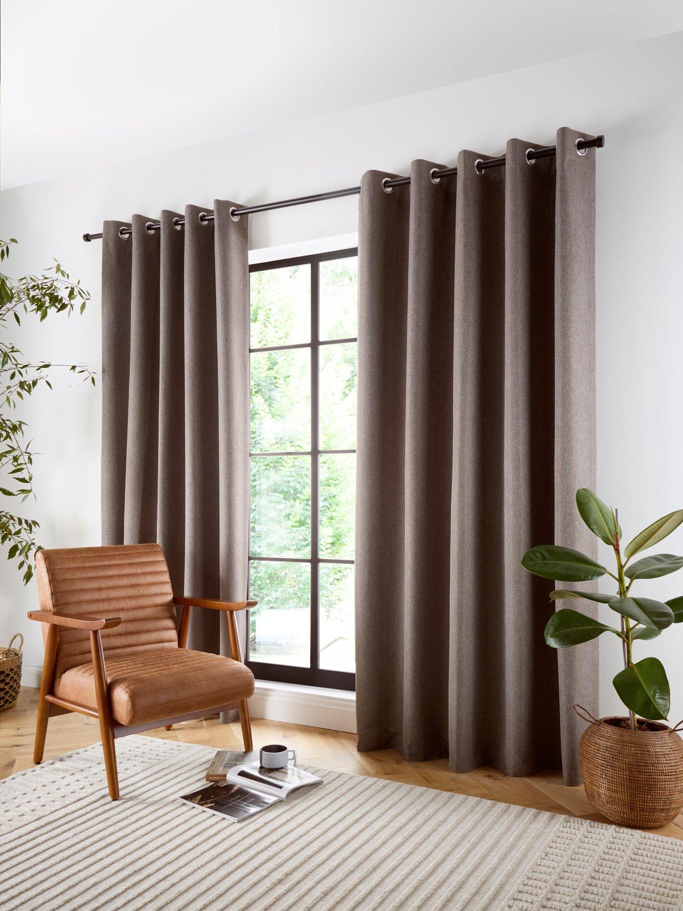 Curtina Plain Twill Woven Blackout Eyelet Curtains