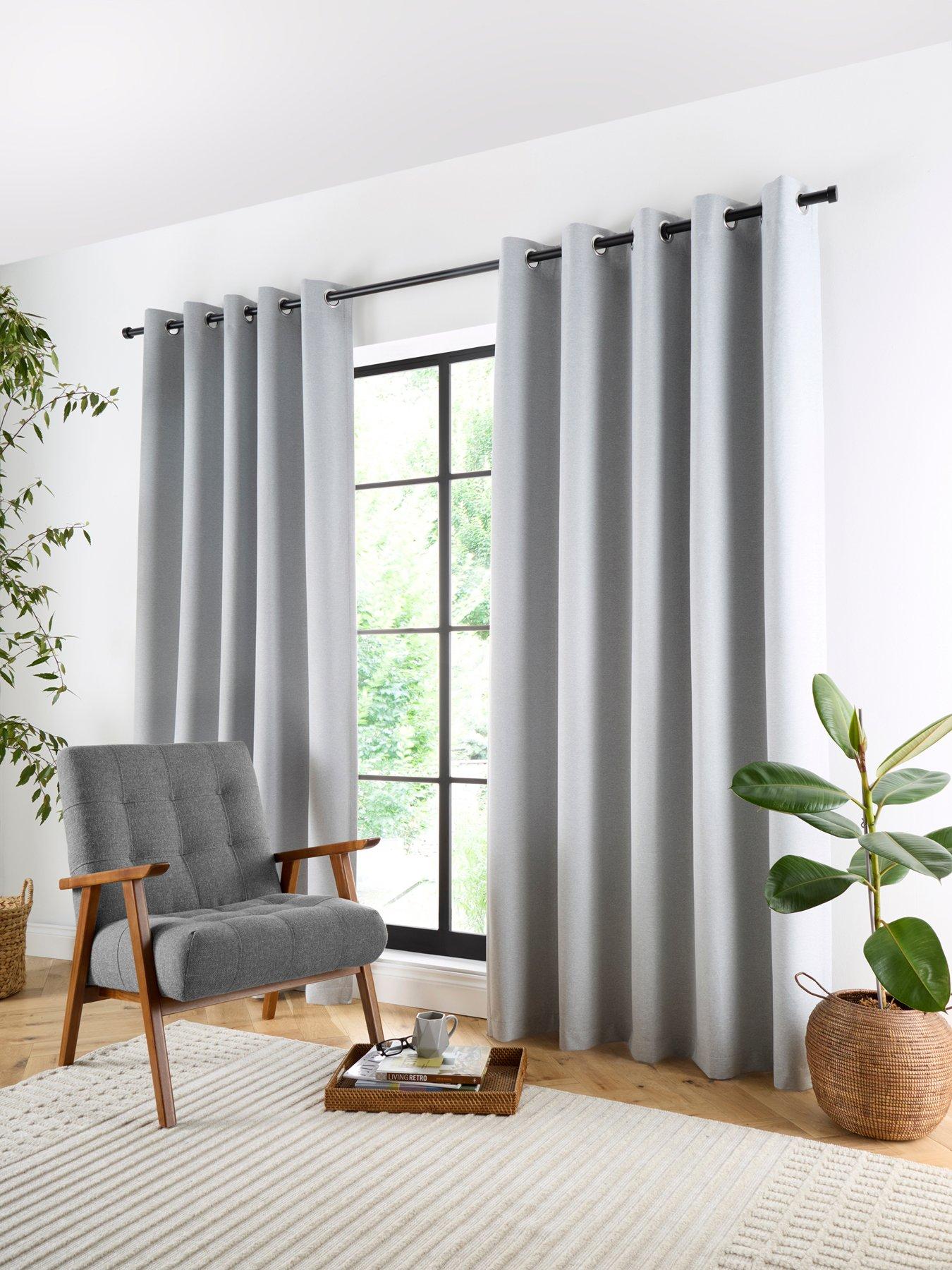 Curtina Plain Twill Woven Blackout Eyelet Curtains