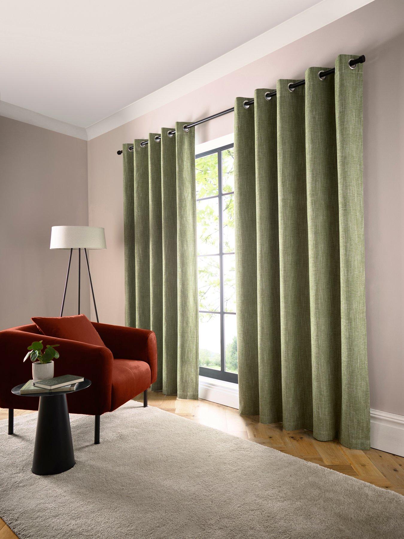 Curtina Boucle Chenille Woven Blackout Eyelet Curtains