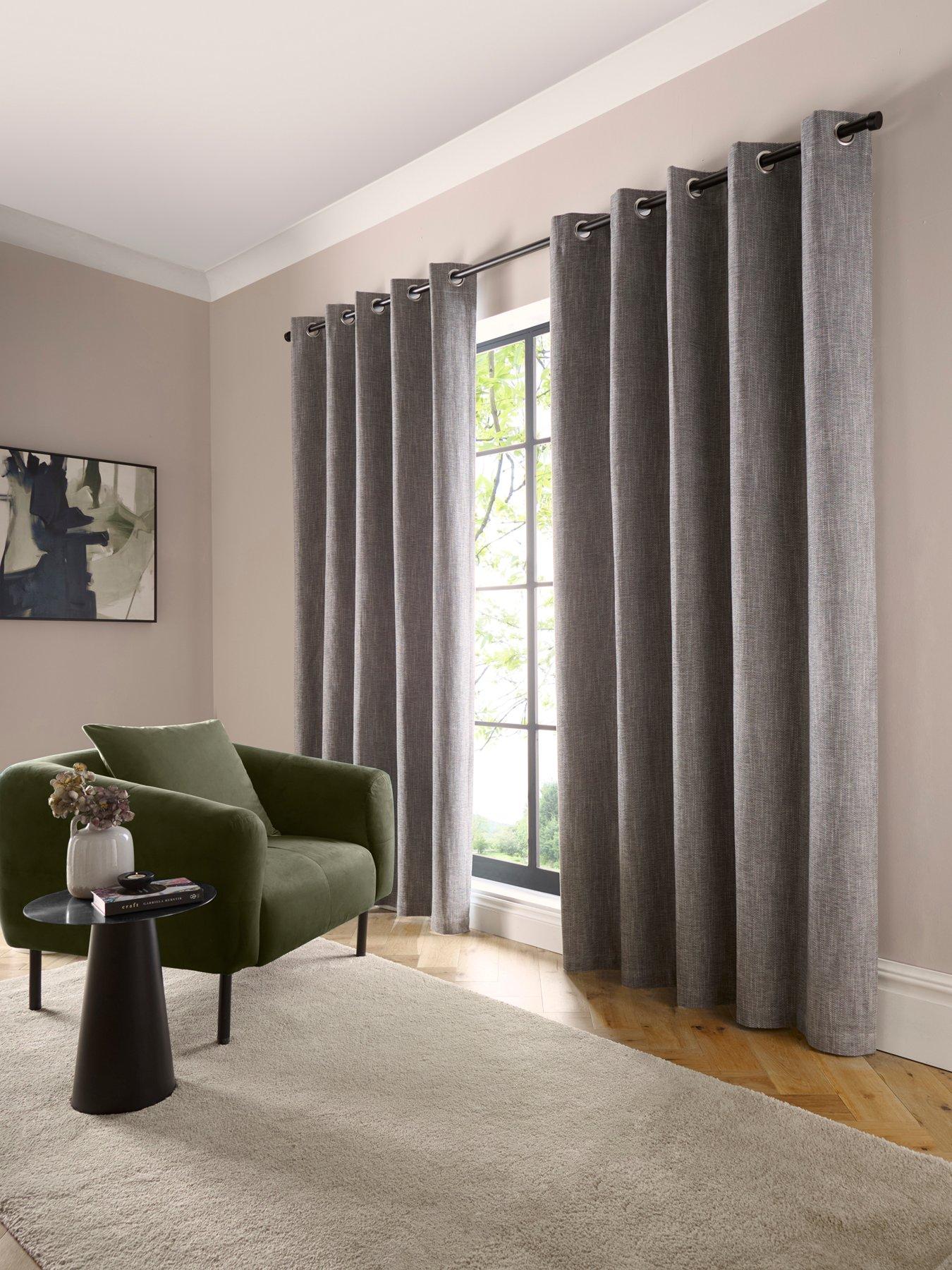 Curtina Boucle Chenille Woven Blackout Eyelet Curtains