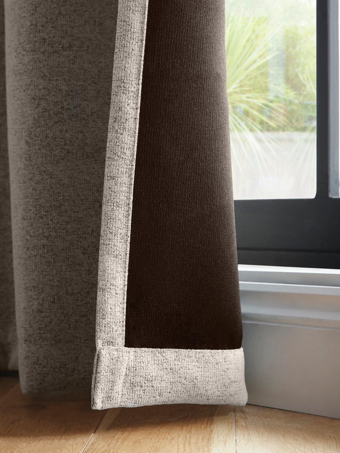 Image 5 of 5 of Curtina Velvet Chenille Plain Dyed Woven Dimout Eyelet Curtains
