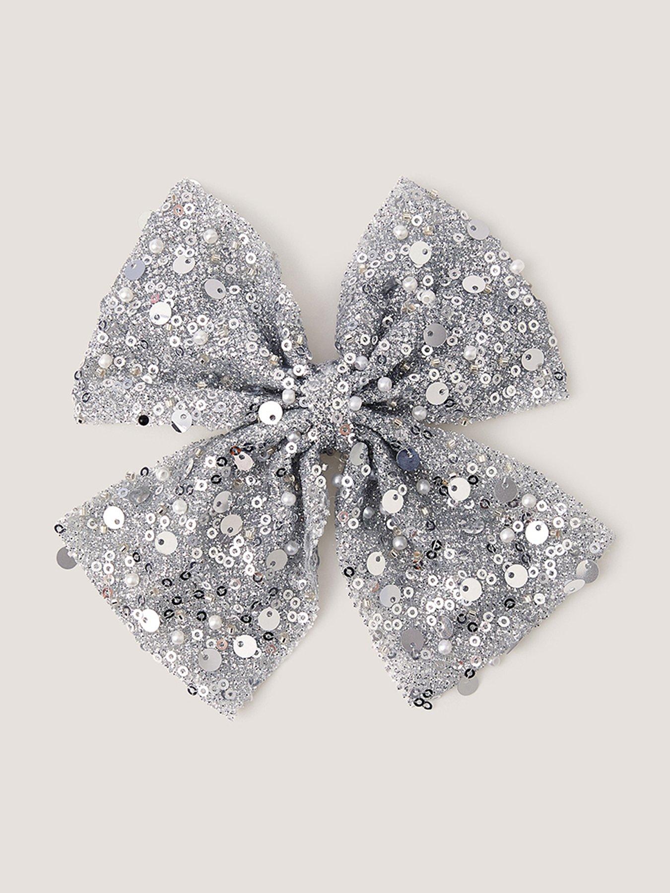 Monsoon Girls Embellished Bow Hair Clip - Silver