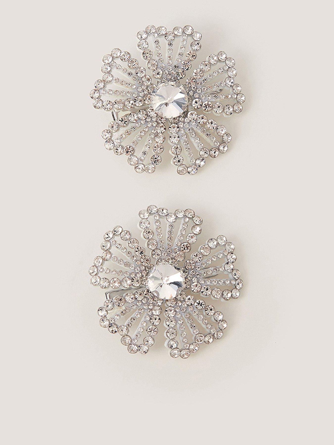 Image 1 of 2 of Monsoon Girls 2 Pack Dazzle Flower Clips - Silver