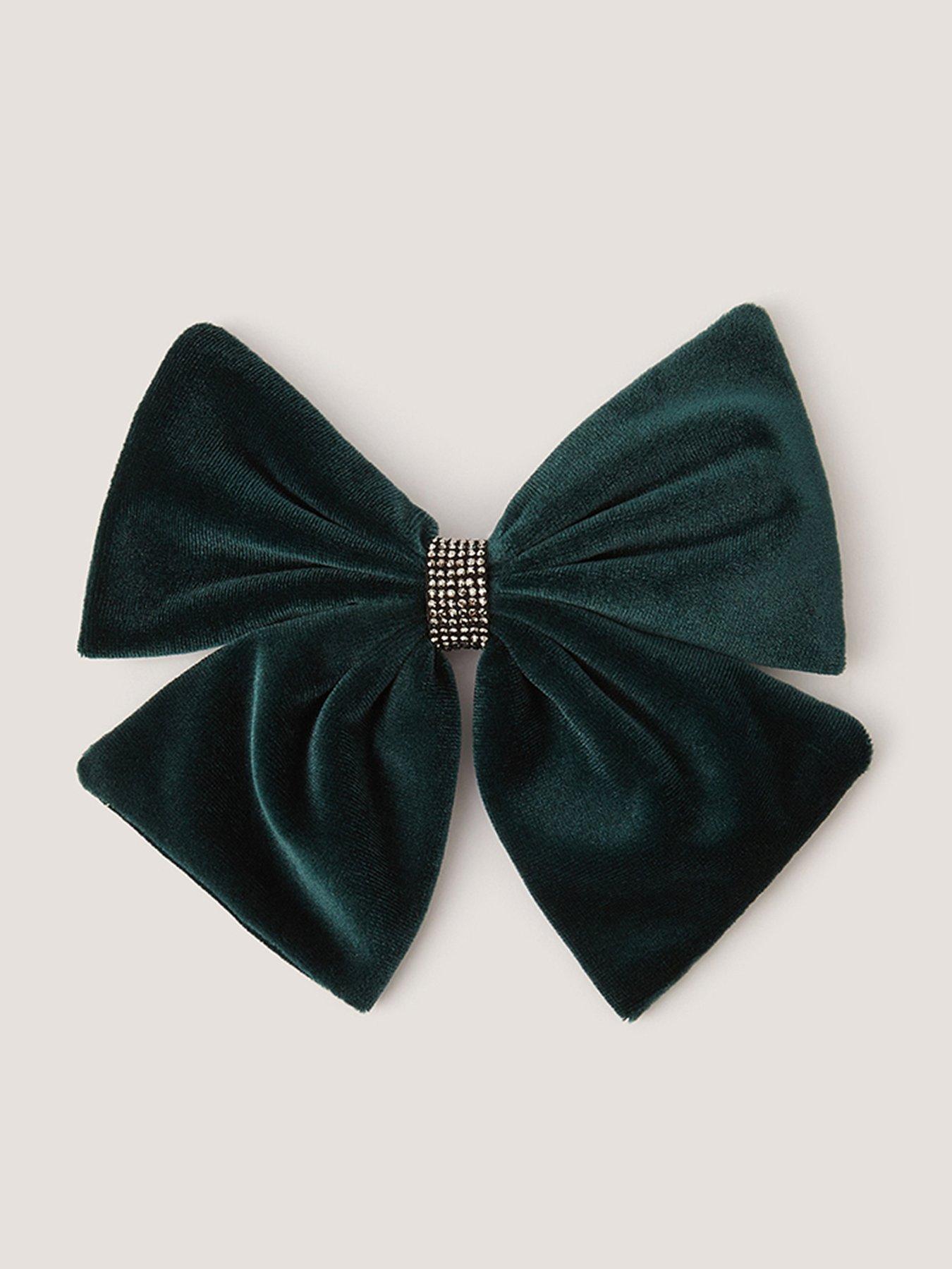 Monsoon Girls Velvet Bow Hair Clip  - Green