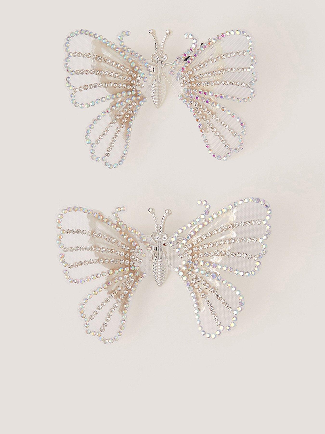 Image 1 of 2 of Monsoon Girls 2 Pack Spring Butterfly Clips - Silver