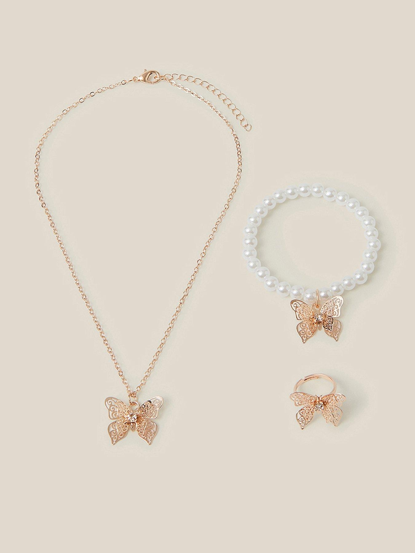 Monsoon Girls Butterfly Jewellery Set - Rose Gold