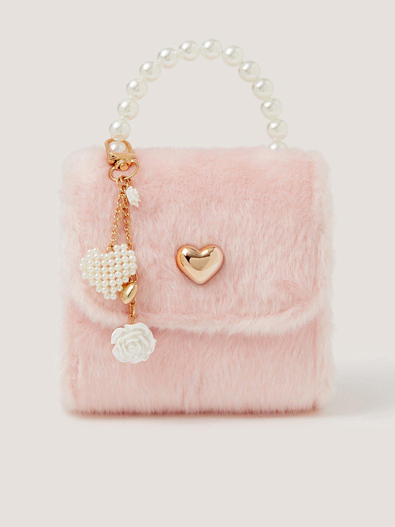Image 1 of 4 of Monsoon Girls Fluffy Pearl Charm Bag - Pink