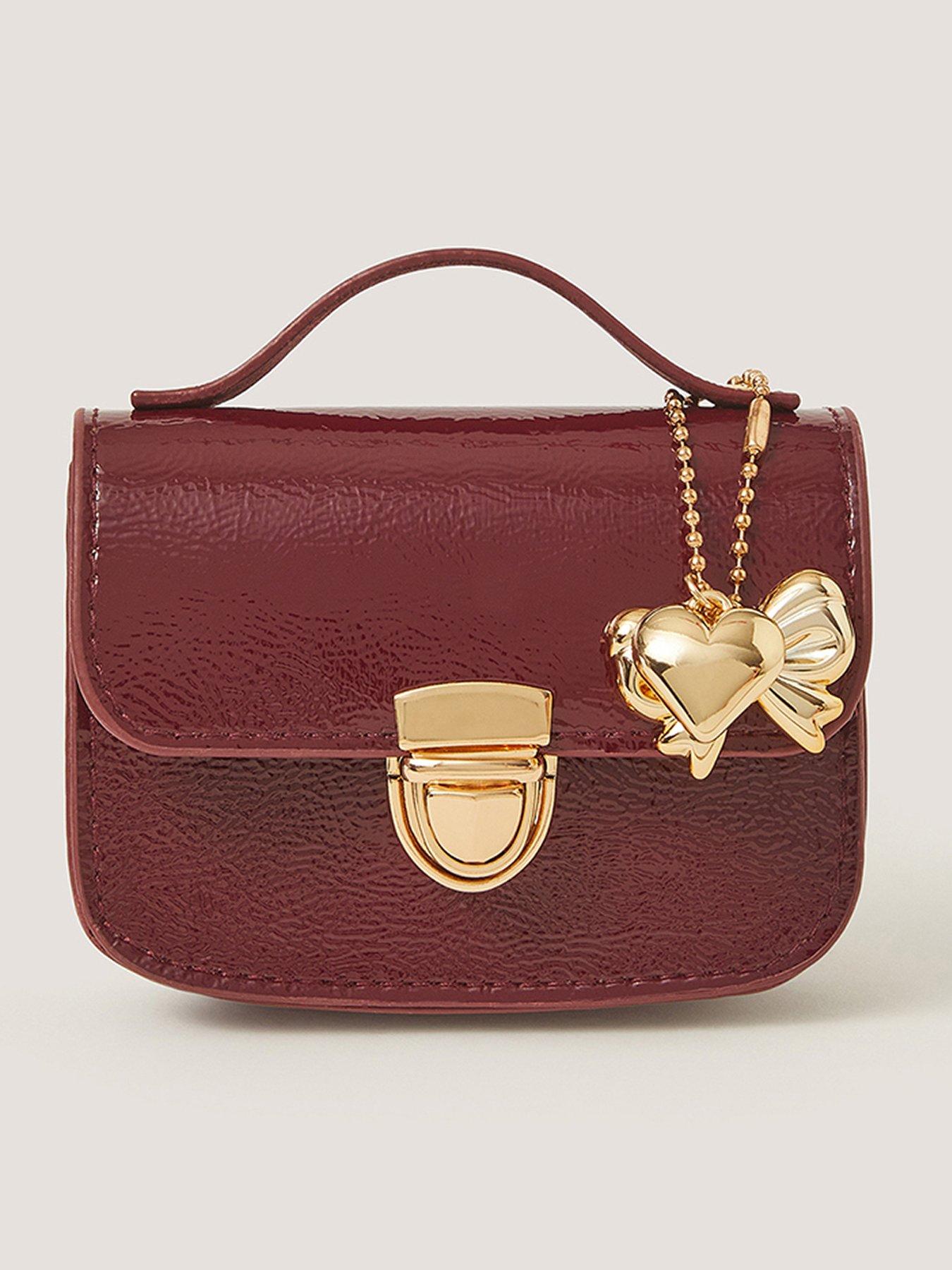 Monsoon Girls Patent Mini Satchel Bag - Burgundy