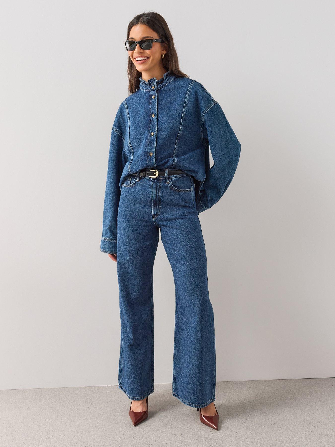 The Very Collection Seam Detail Wide Leg Jeans Co-ord - Mid Wash