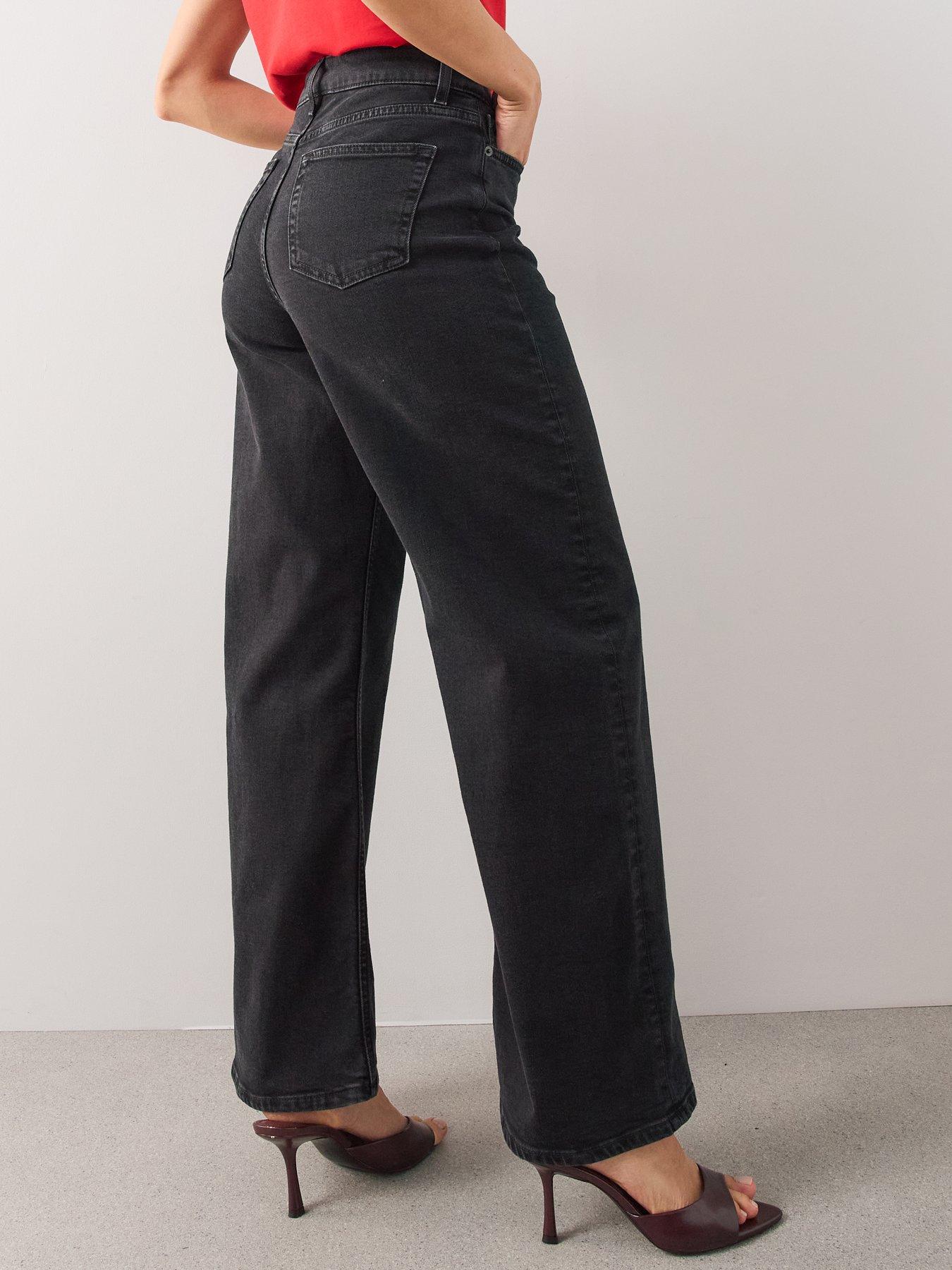Image 2 of 6 of The Very Collection Wide Leg Jeans With Stretch - Black