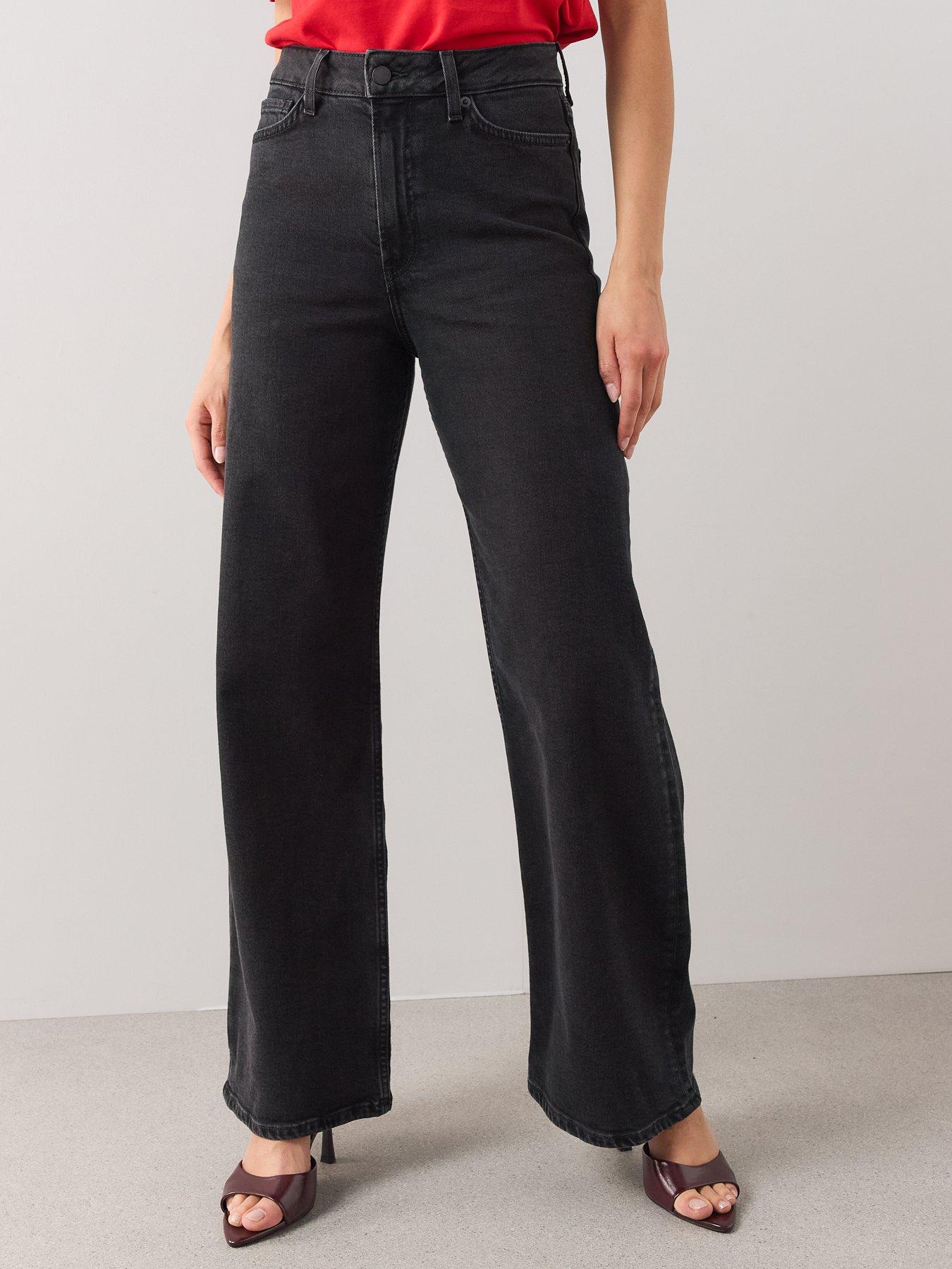 Image 4 of 6 of The Very Collection Wide Leg Jeans With Stretch - Black