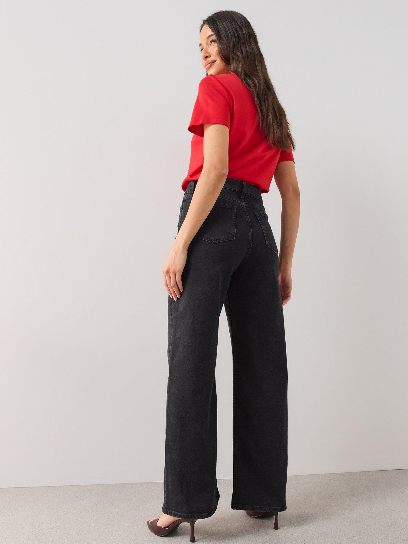 Image 5 of 6 of The Very Collection Wide Leg Jeans With Stretch - Black