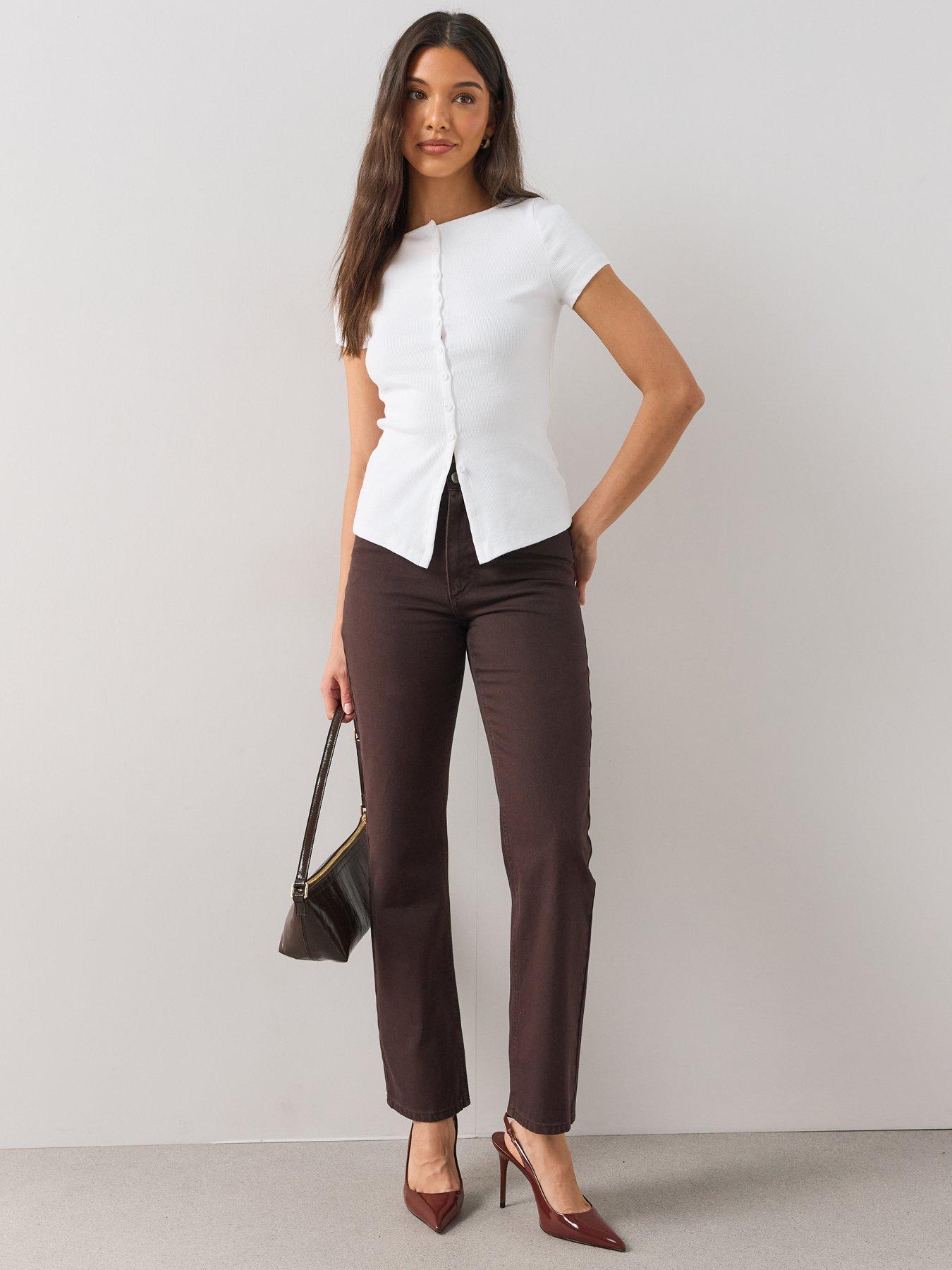 The Very Collection High Waist Straight Leg Jeans - Chocolate