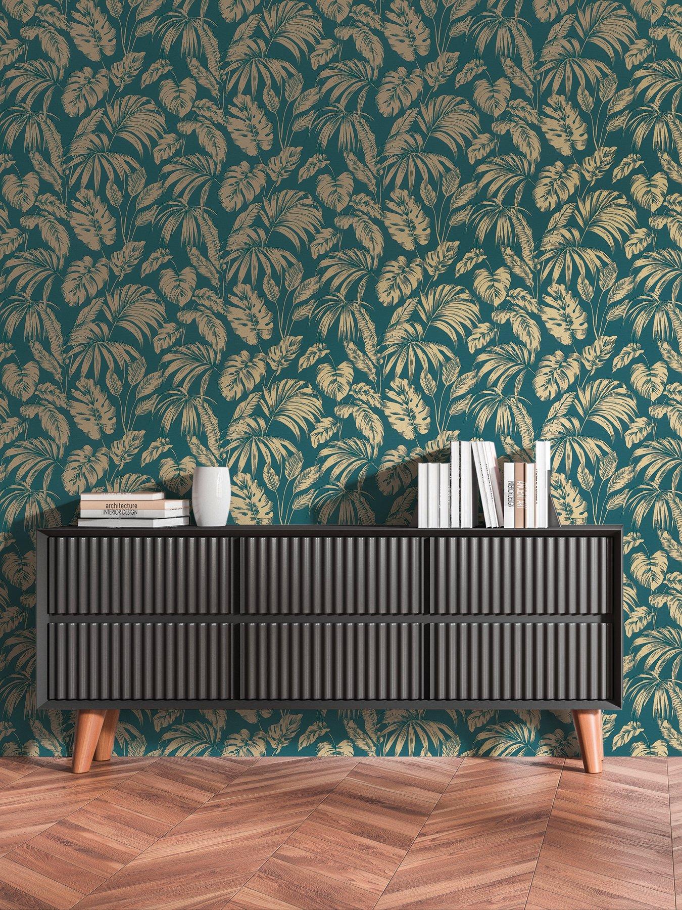 AS Creation Attractive Havana Leaf Blue Non woven Wallpaper