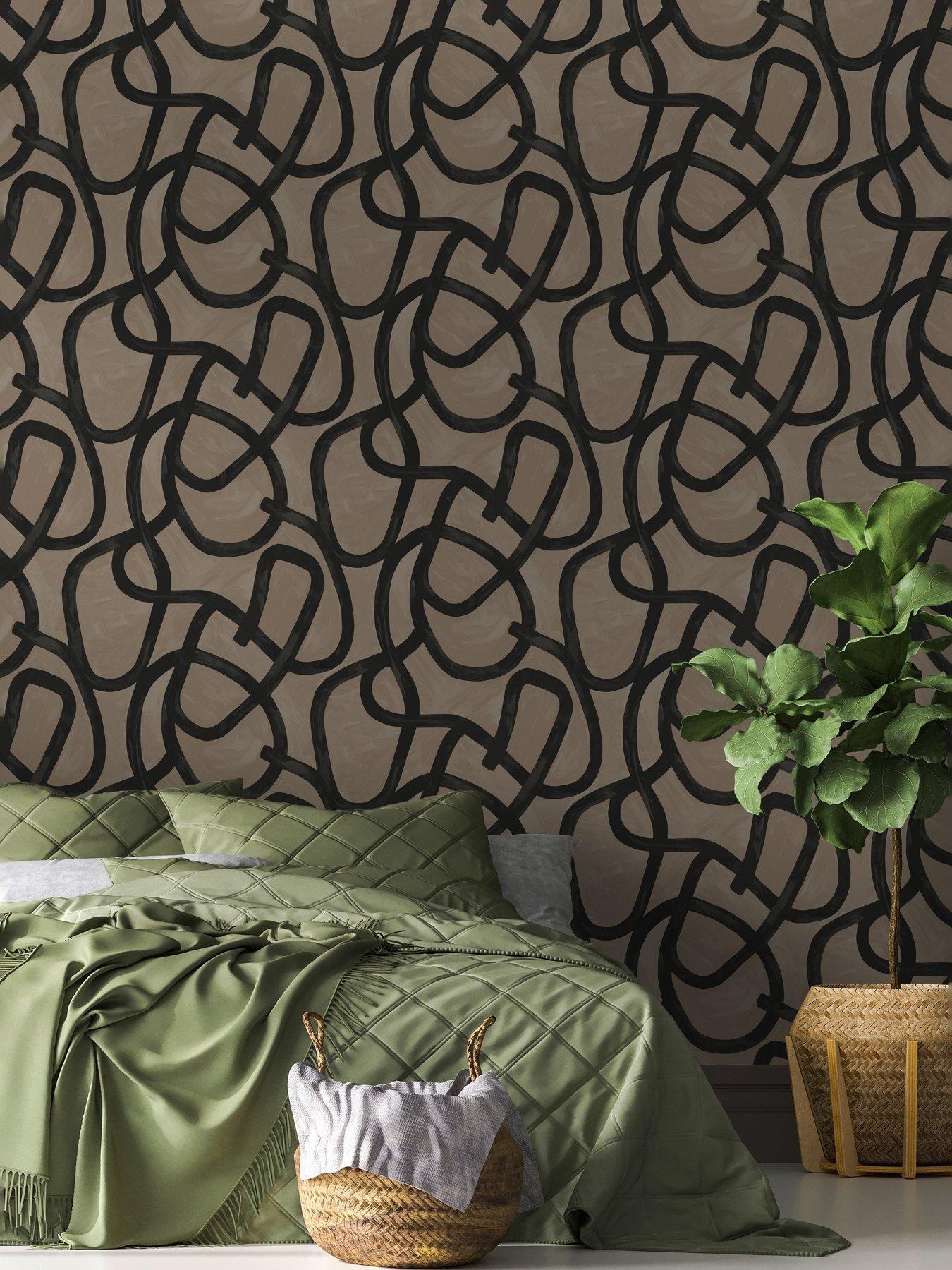 Holden Decor Linear Swirl Taupe Wallpaper