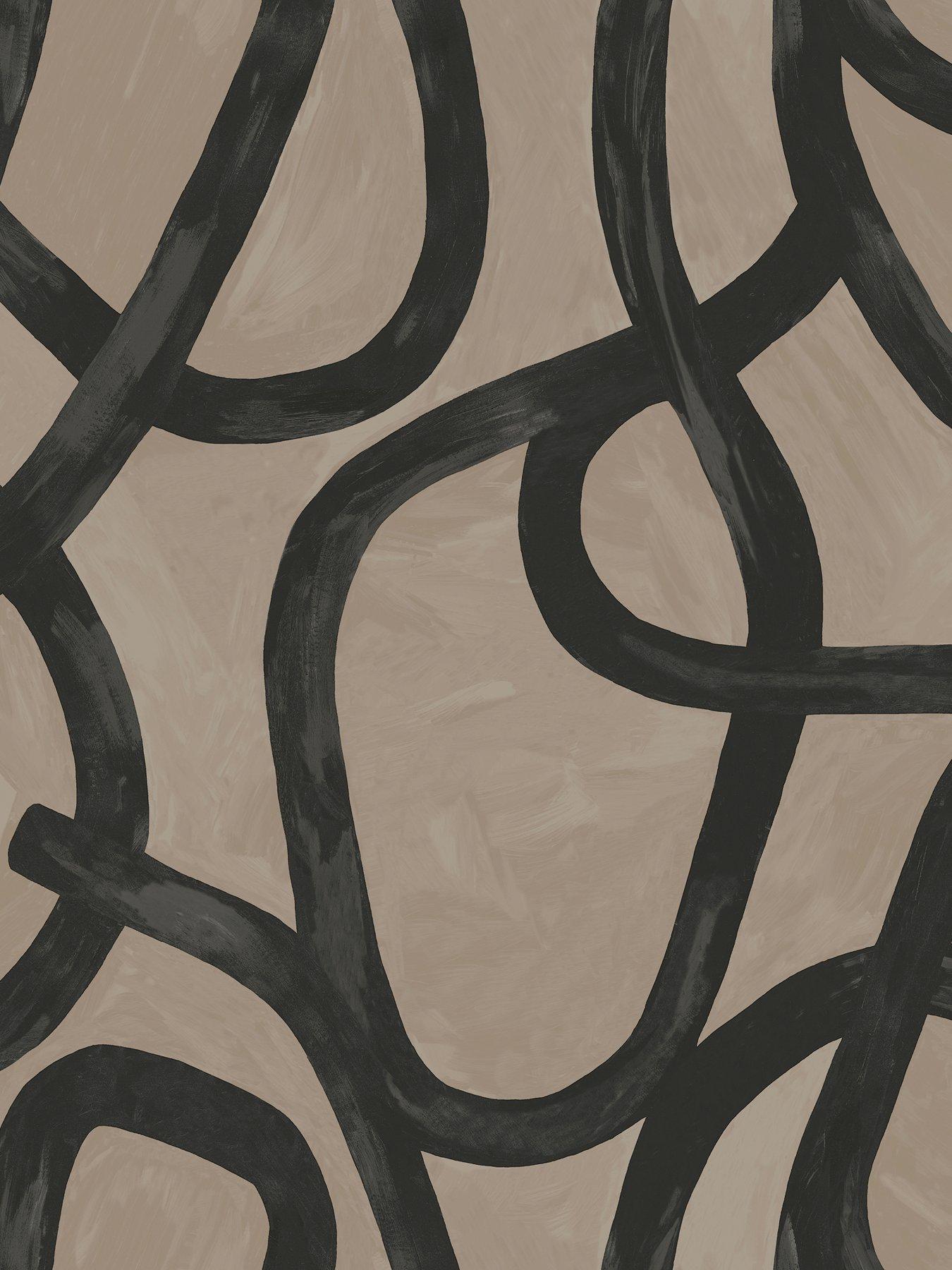 Image 2 of 5 of Holden Decor Linear Swirl Taupe Wallpaper
