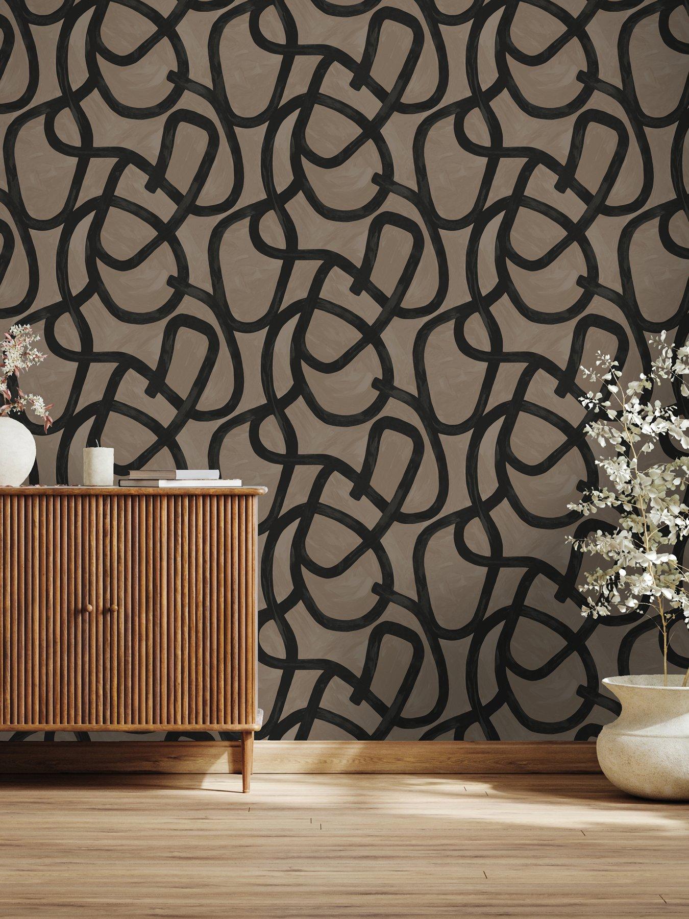 Image 3 of 5 of Holden Decor Linear Swirl Taupe Wallpaper