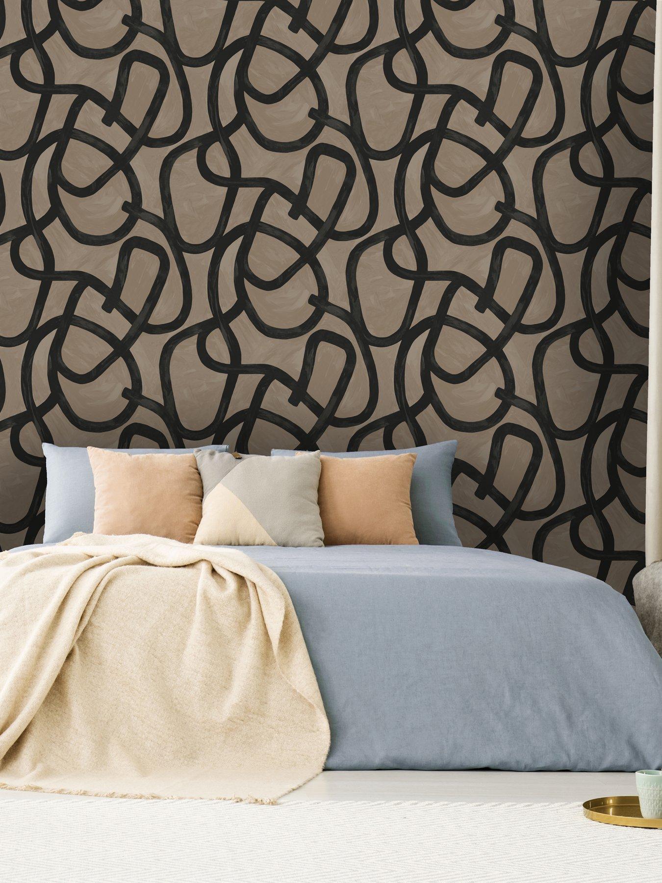 Image 4 of 5 of Holden Decor Linear Swirl Taupe Wallpaper