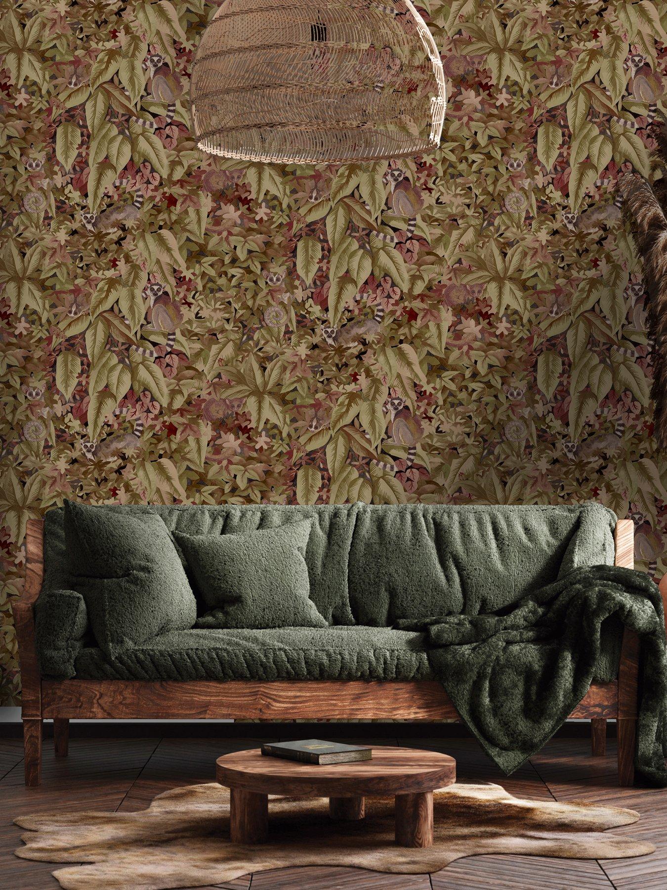 Holden Decor Lemur Leaves Berry Wallpaper