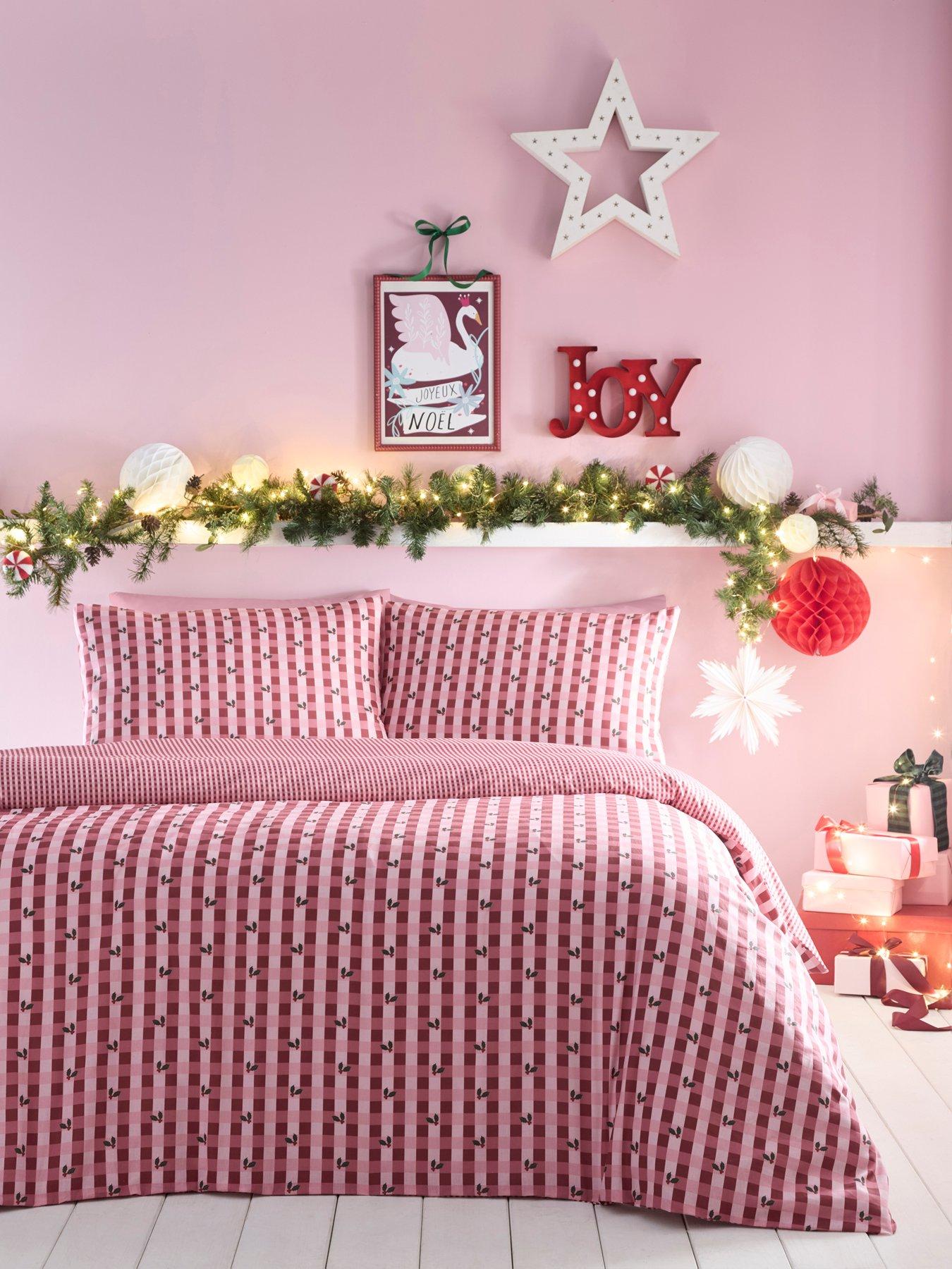 Fusion Holly Gingham Duvet Cover Set In Red