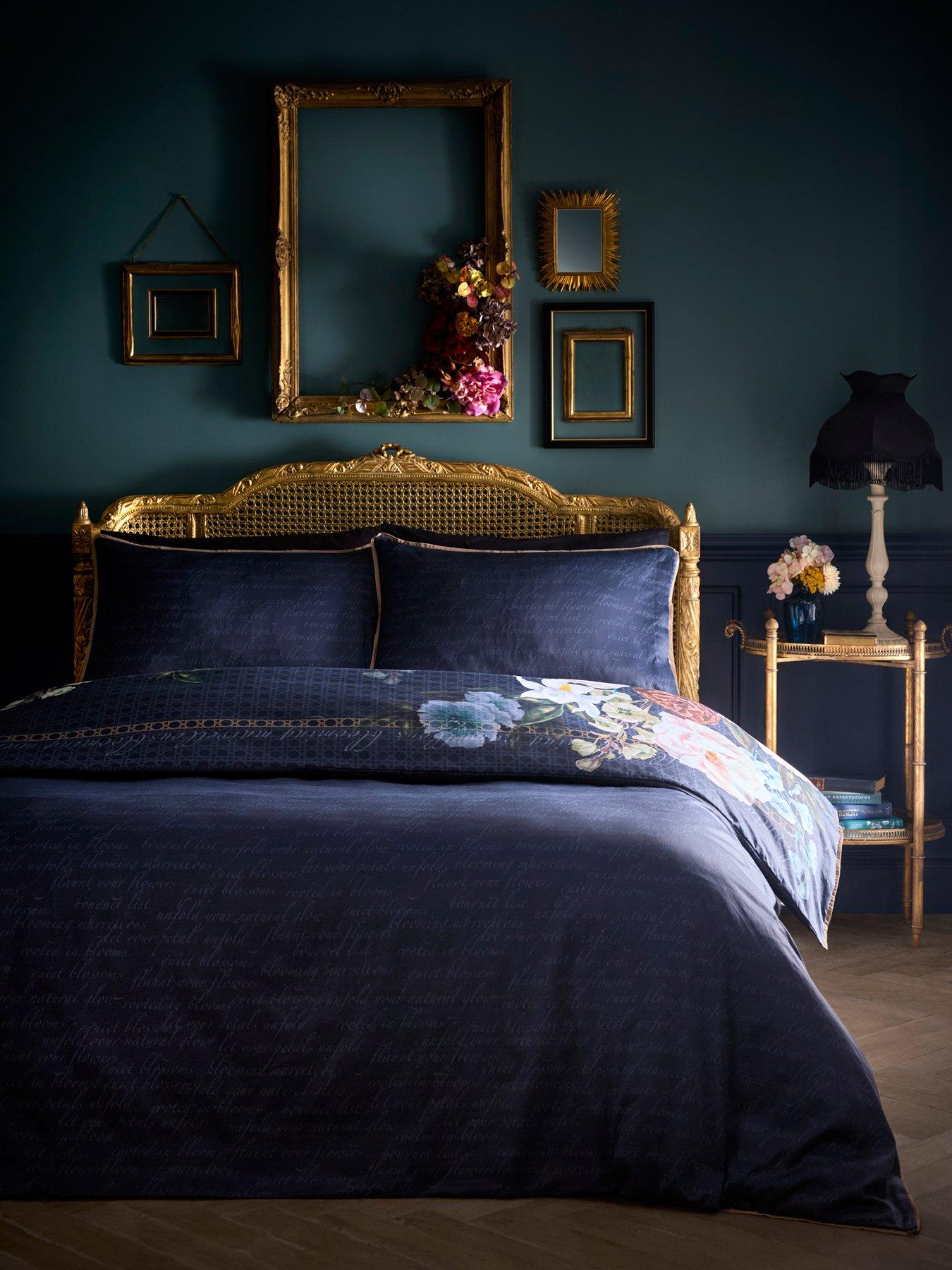 Image 4 of 6 of Laurence Llewelyn-Bowen Bouquet List Duvet Cover Set In Navy