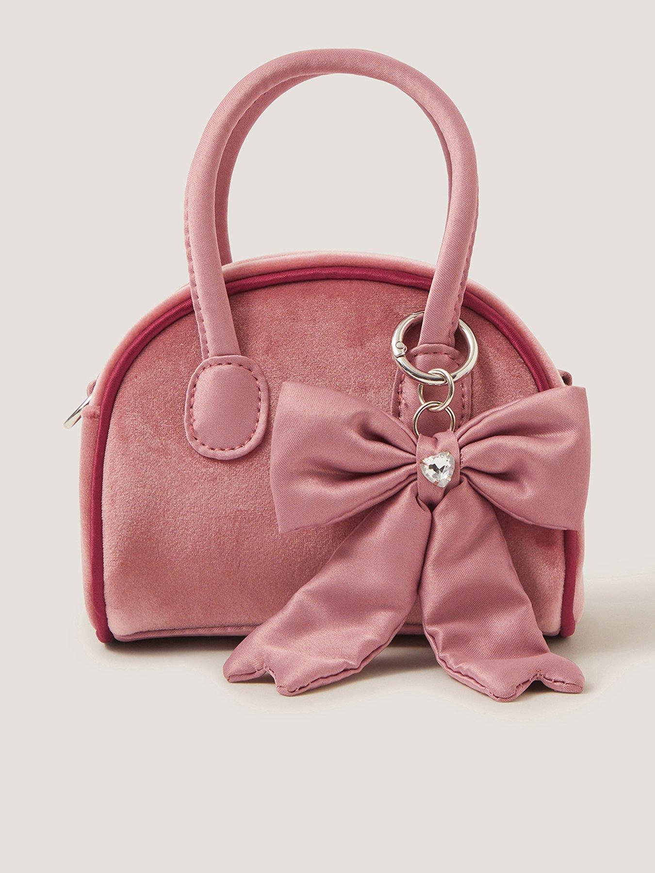 Monsoon Girls Lucy Bow Charm Velvet Bag - Pink