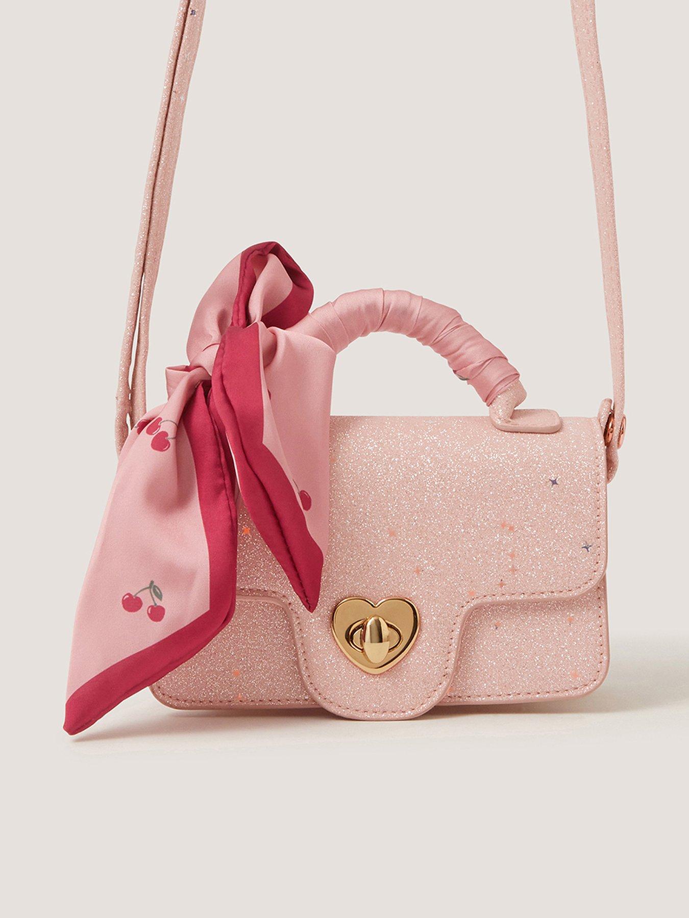 Monsoon Girls Betsy Glitter Bow Bag - Pink