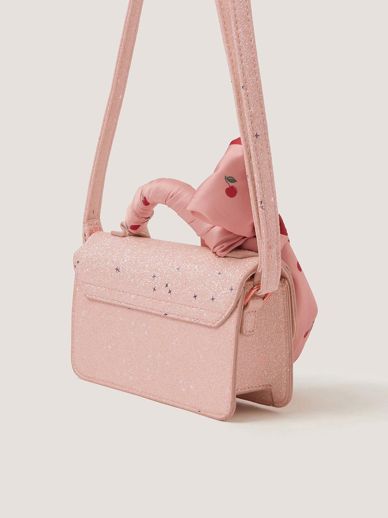 Image 2 of 4 of Monsoon Girls Betsy Glitter Bow Heart Lock Crossbody Bag - Pink