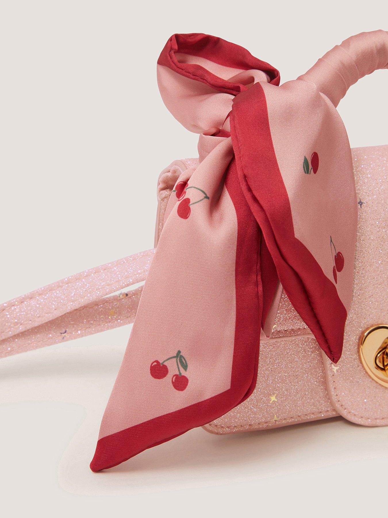 Image 4 of 4 of Monsoon Girls Betsy Glitter Bow Heart Lock Crossbody Bag - Pink