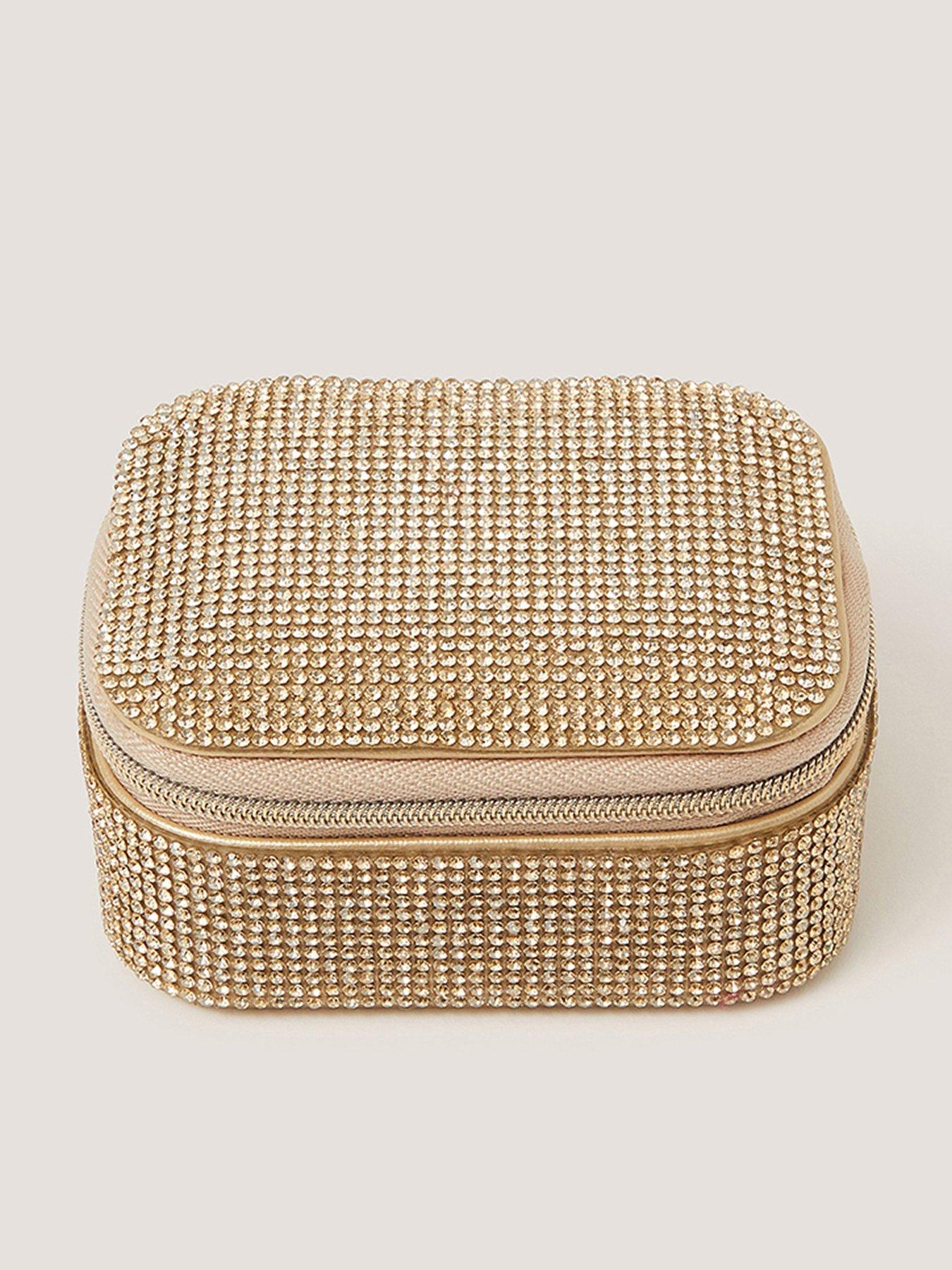 Image 1 of 3 of Monsoon Girls' Mini Rhinestone Jewellery Box - Gold