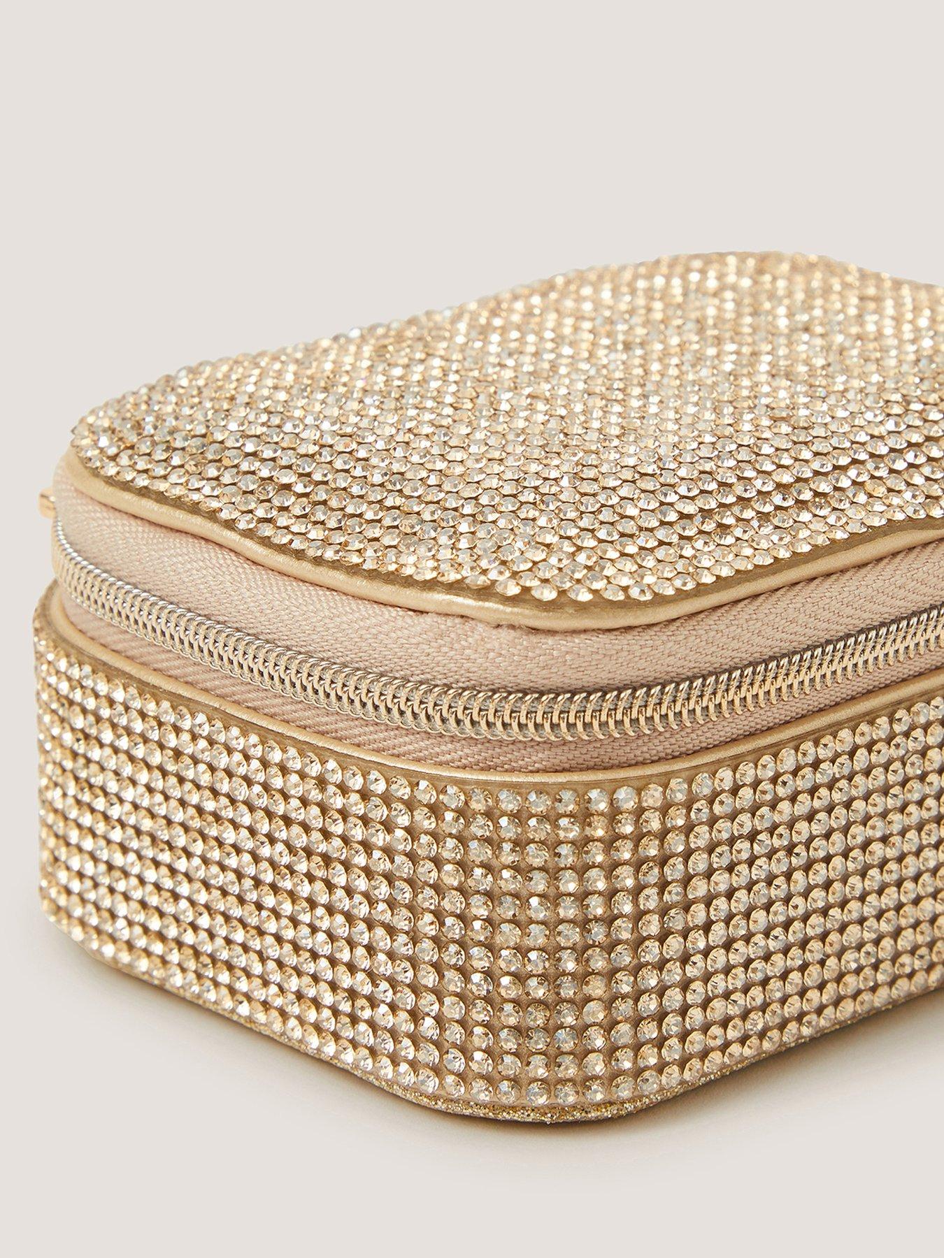 Image 3 of 3 of Monsoon Girls' Mini Rhinestone Jewellery Box - Gold