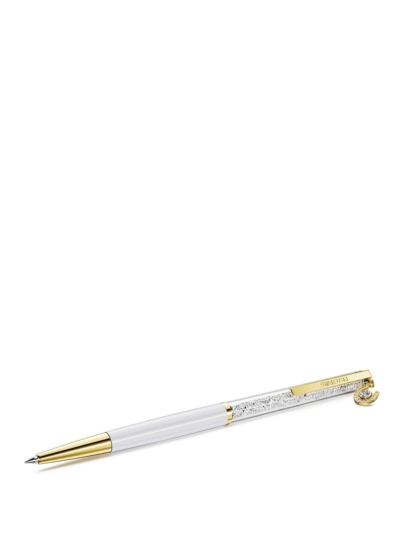 Swarovski Crystalline ballpoint pen, Horse shoe, White, White lacquered, Gold-tone plated