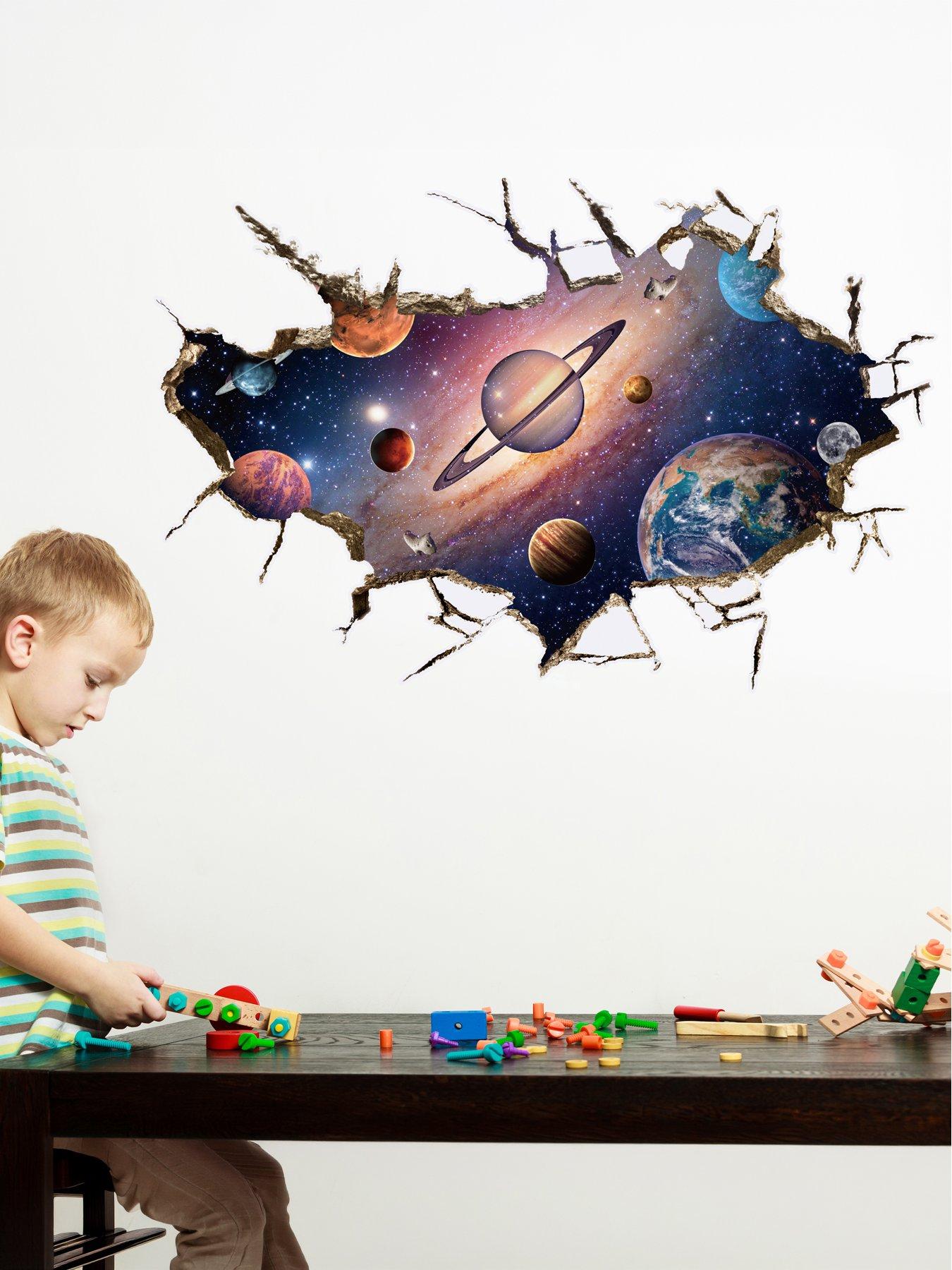 Walplus Amazing Cosmos 3d View Wall Sticker Space Galaxy Decor For Kids Bedroom