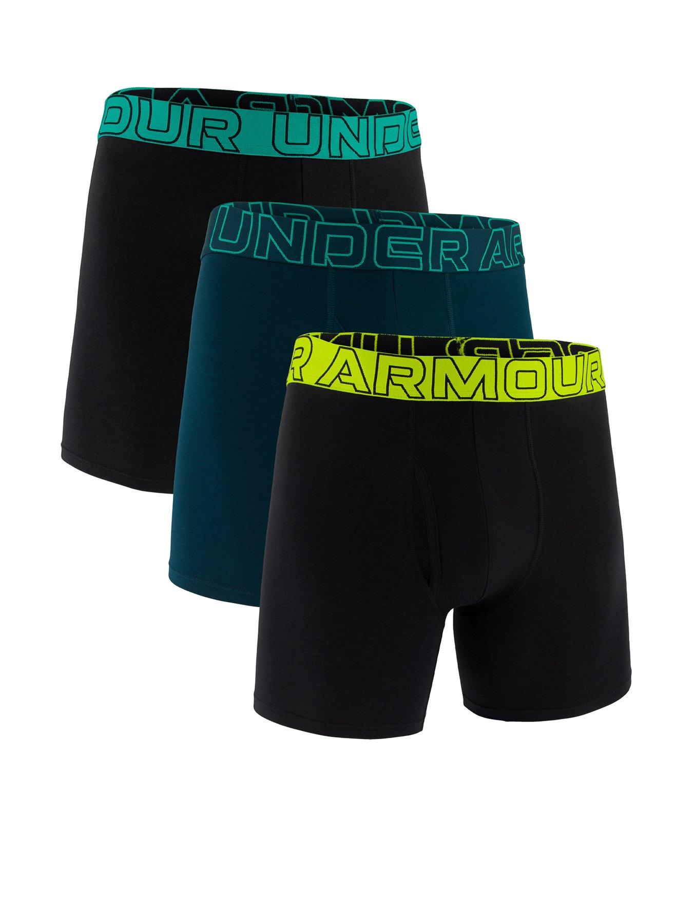 UNDER ARMOUR Men's Performance Tech 6 Inch Boxer Shorts Three Pack - Black