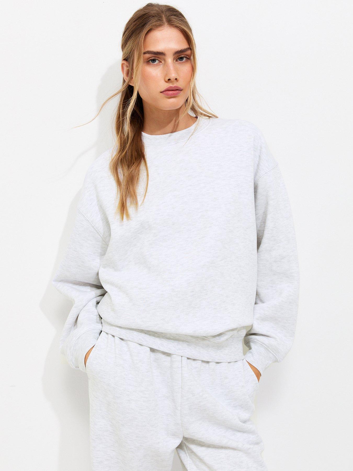 Image 1 of 6 of New Look Cotton Rich Relaxed Co-ord Sweatshirt - Grey Marl
