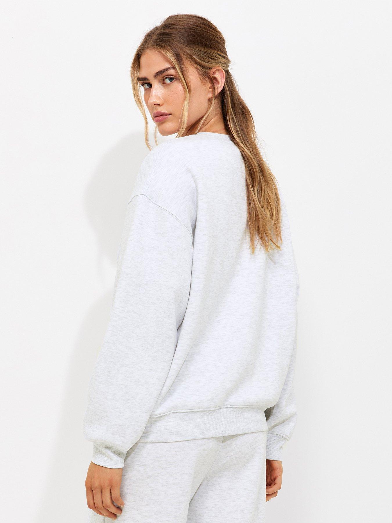 Image 2 of 6 of New Look Cotton Rich Relaxed Co-ord Sweatshirt - Grey Marl
