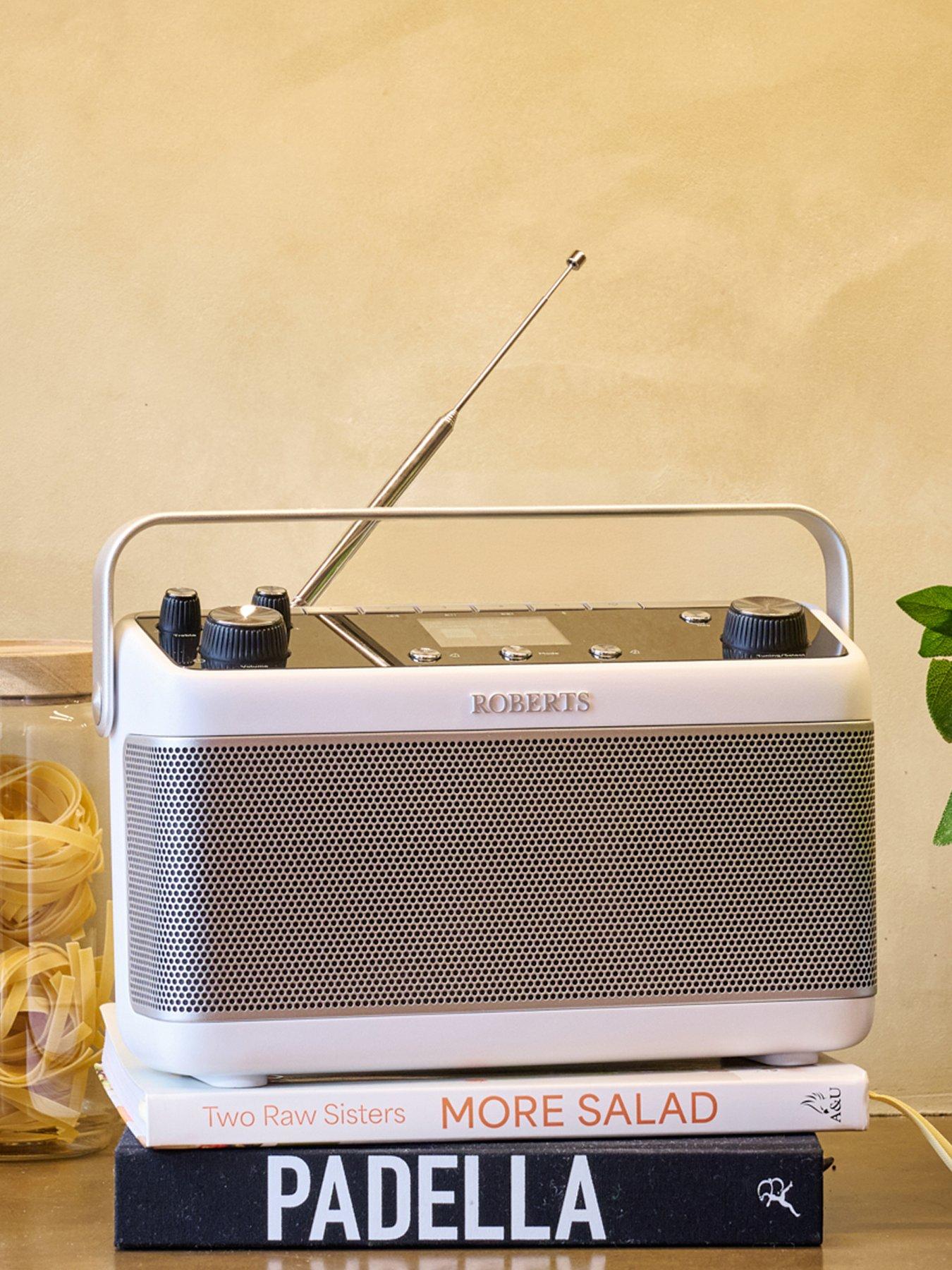 Roberts Stream 219 White, internet, DAB+/FM and Bluetooth radio with Spotify, colour screen, 60 presets, bass/treble controls and dual speakers.
